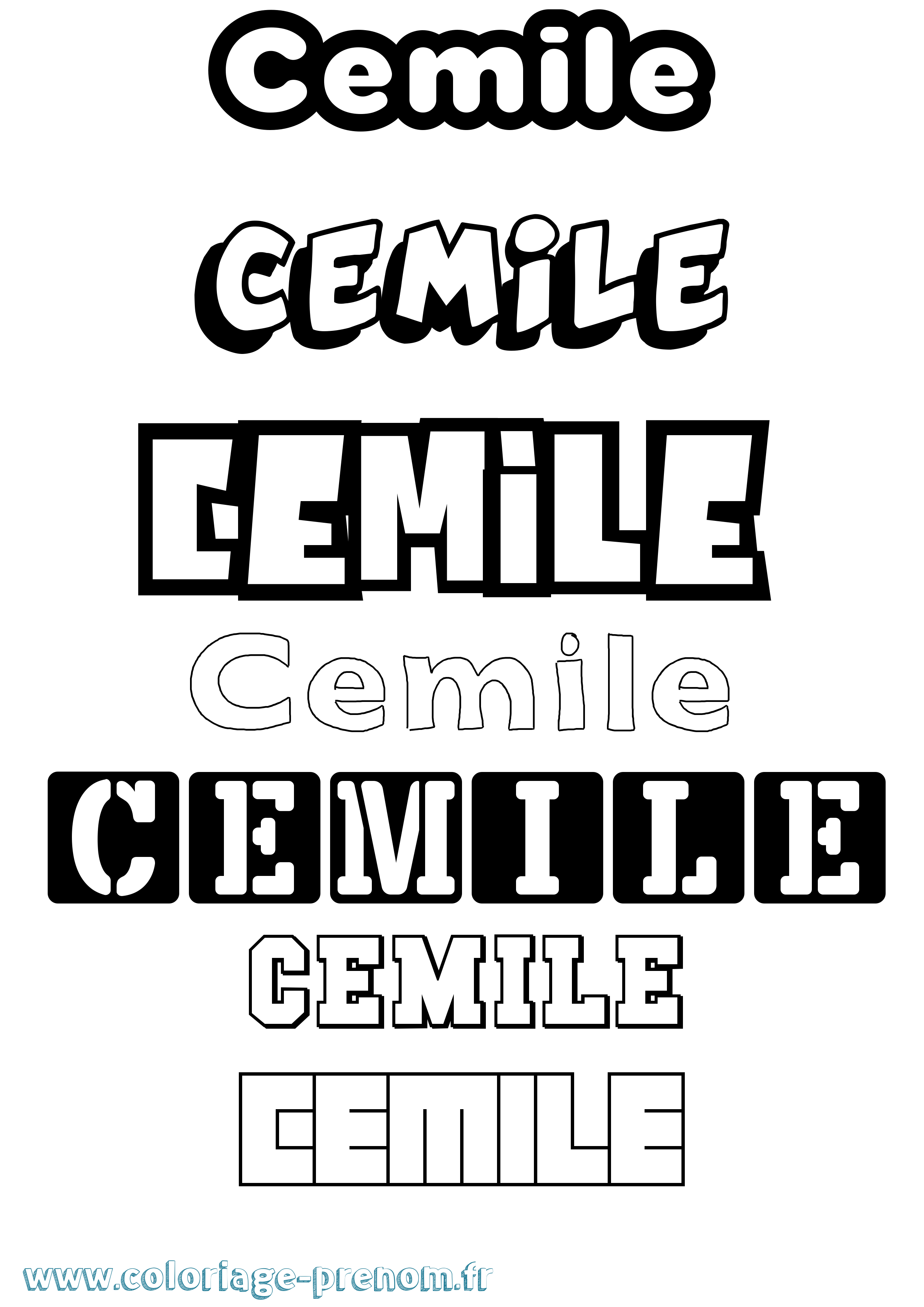 Coloriage prénom Cemile Simple