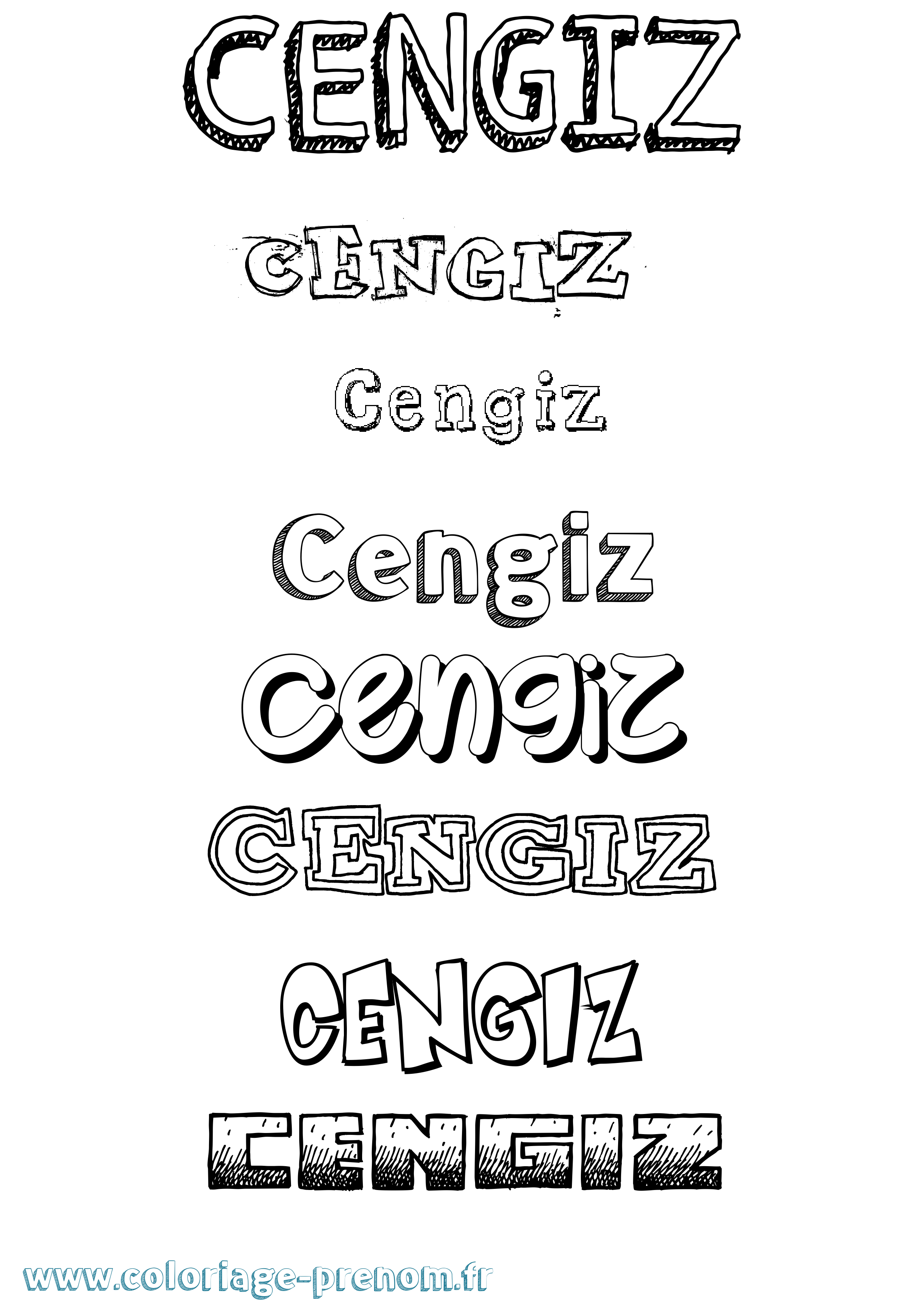 Coloriage prénom Cengiz Dessiné