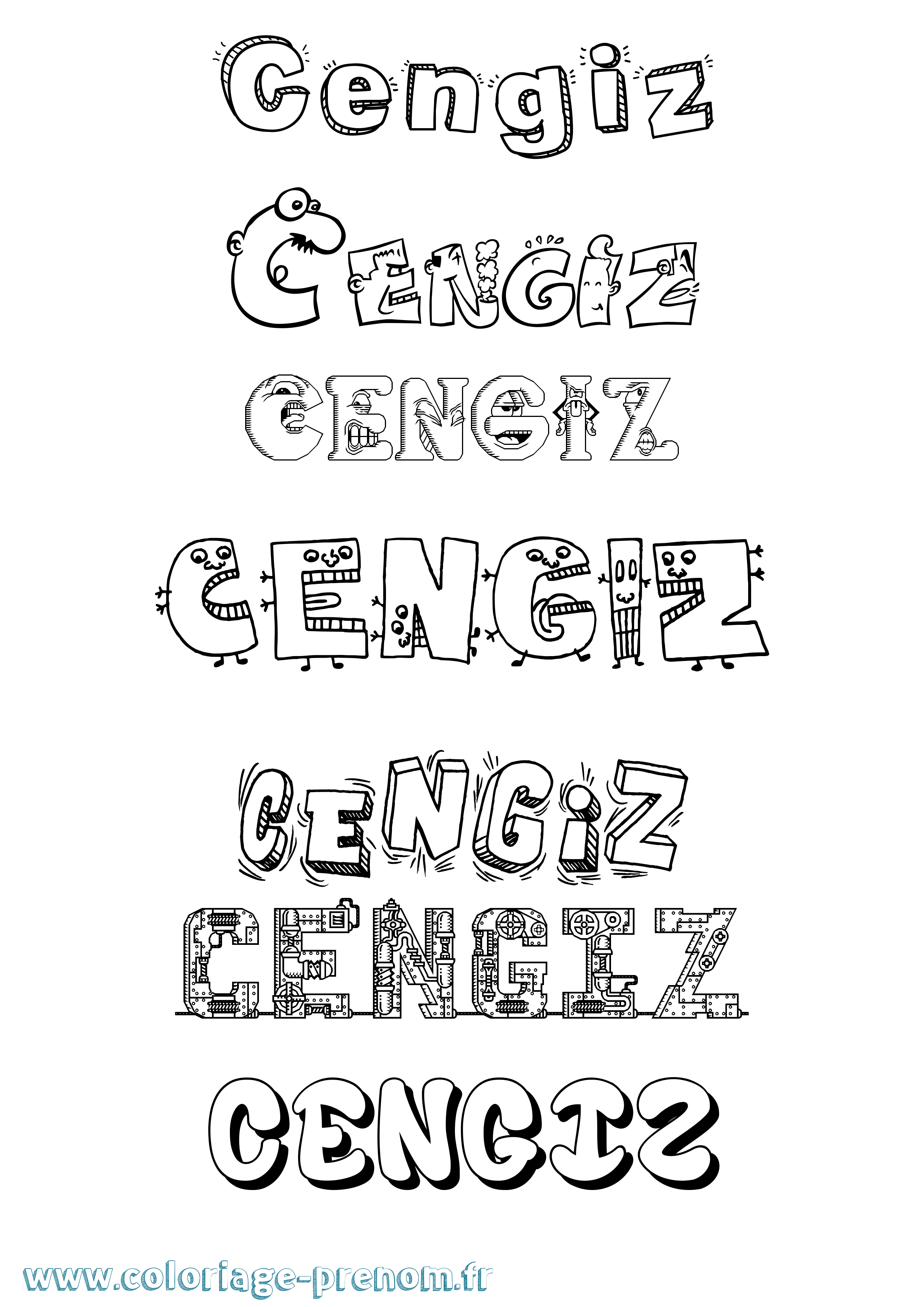 Coloriage prénom Cengiz Fun