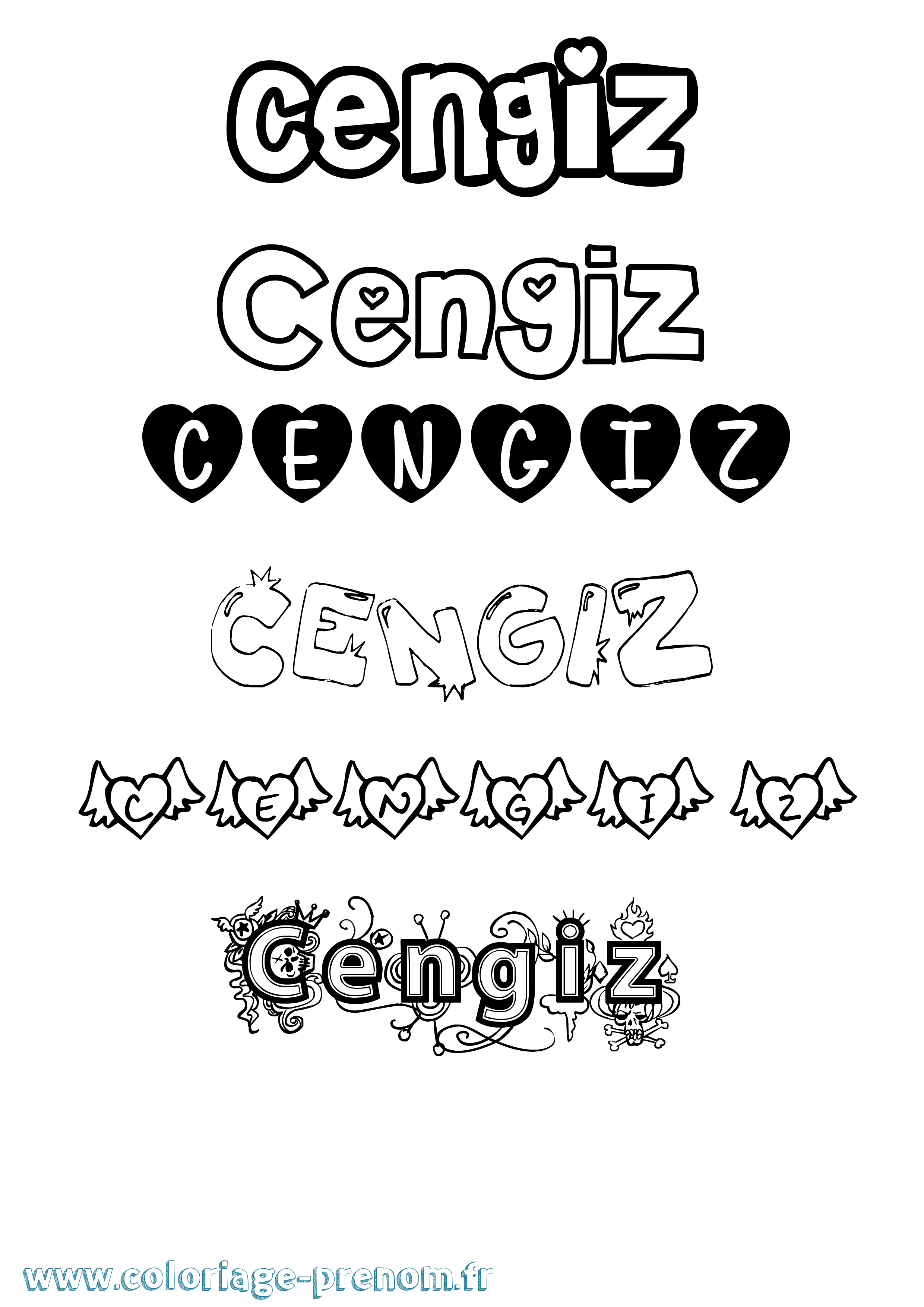Coloriage prénom Cengiz Girly