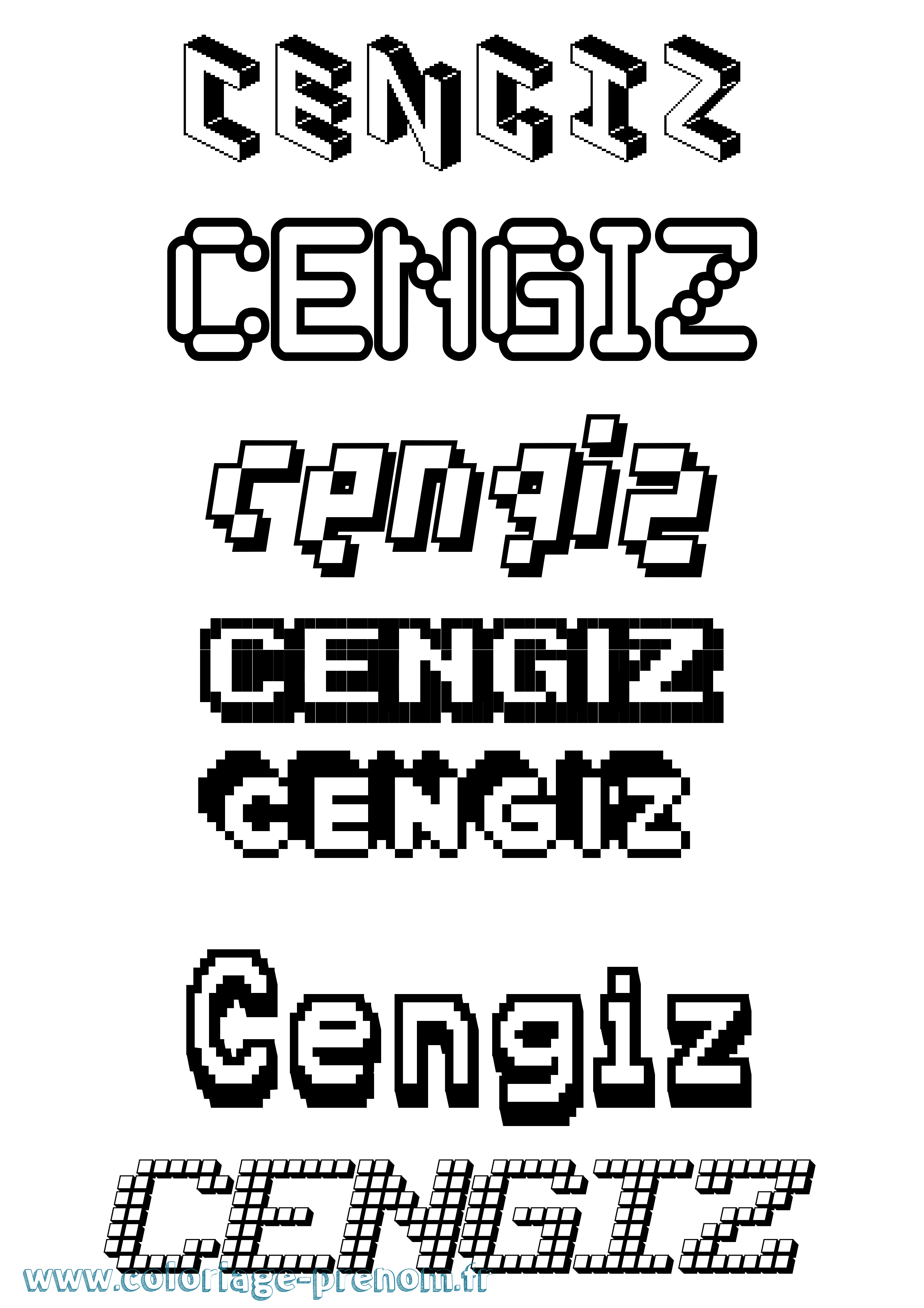 Coloriage prénom Cengiz Pixel