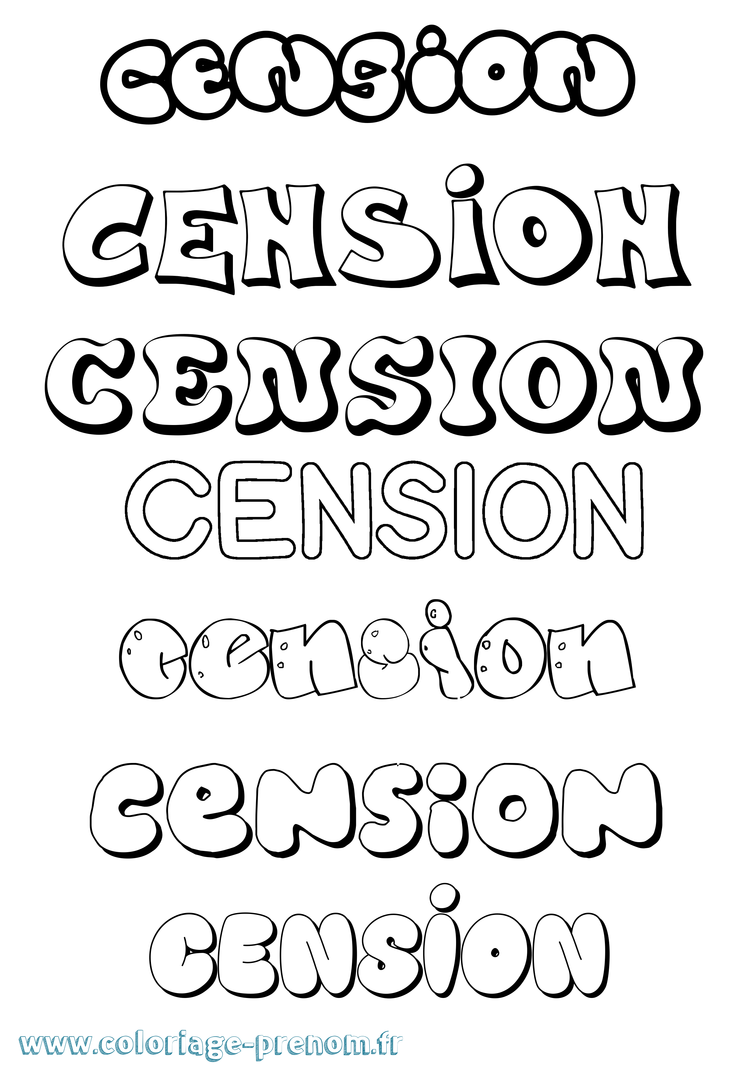 Coloriage prénom Cension Bubble