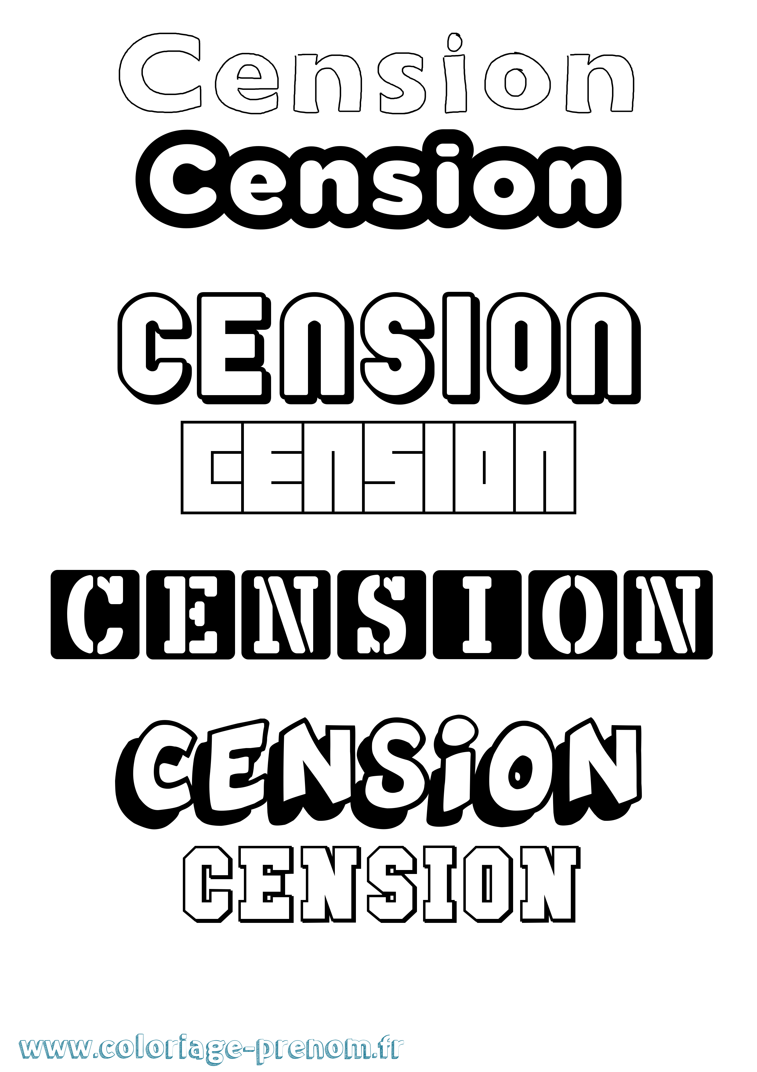 Coloriage prénom Cension Simple