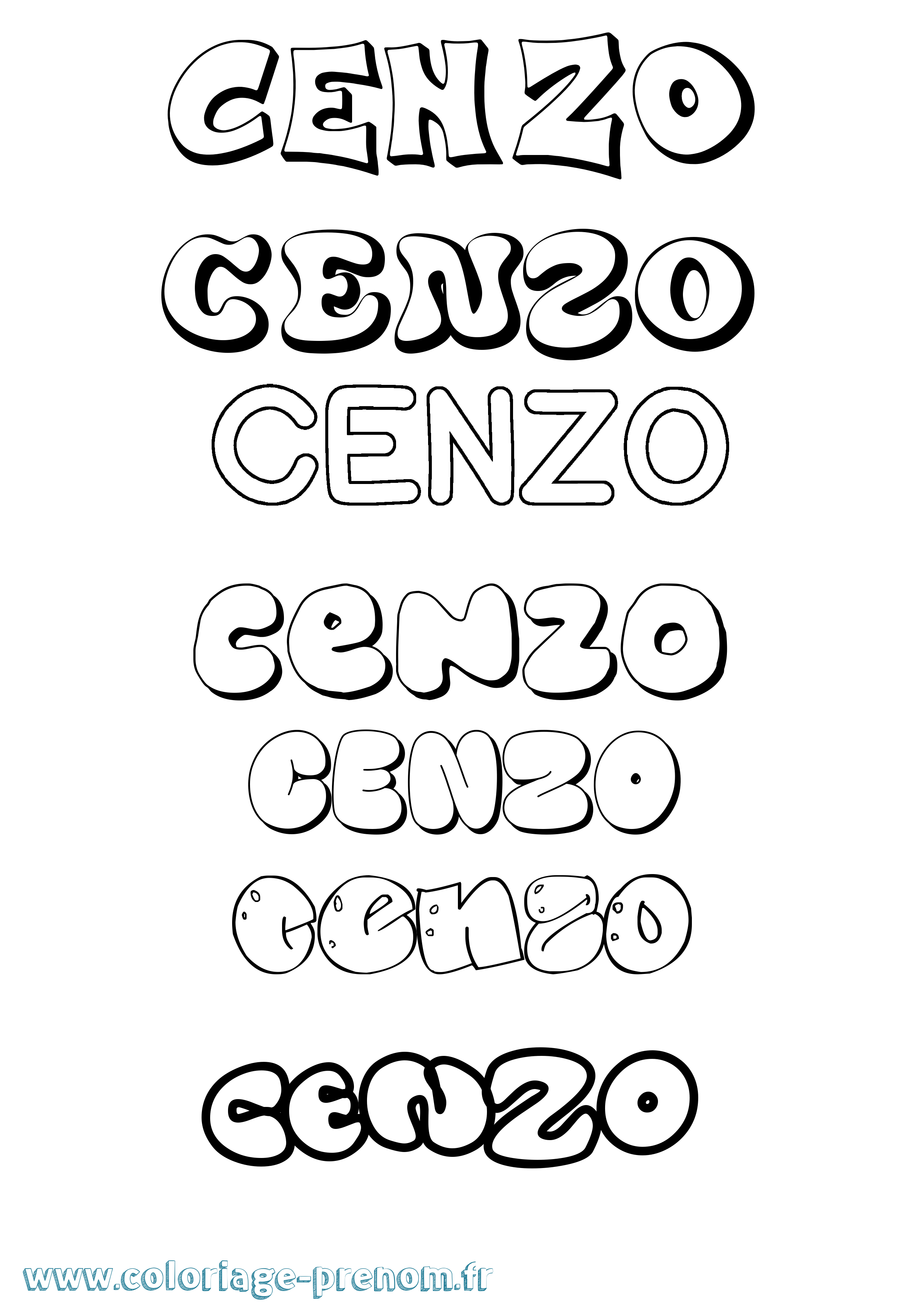 Coloriage prénom Cenzo Bubble