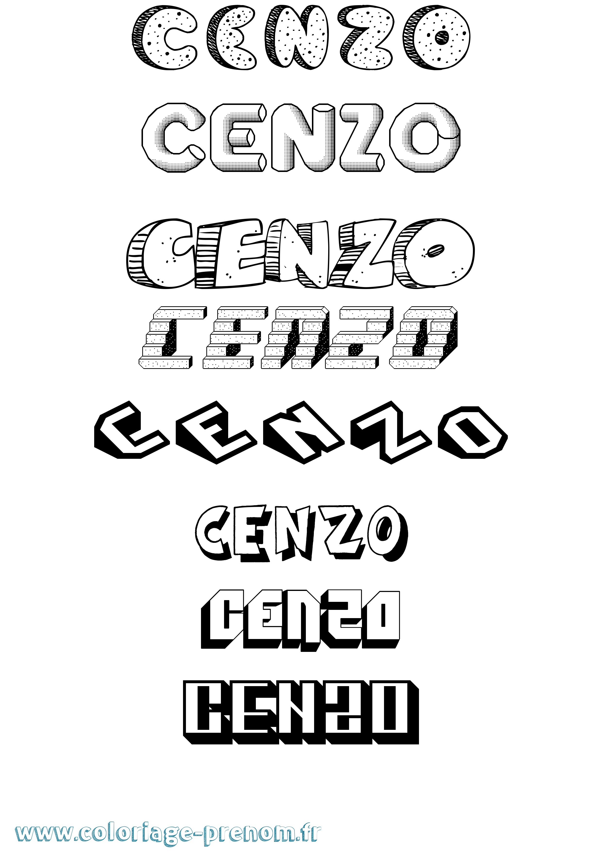 Coloriage prénom Cenzo Effet 3D