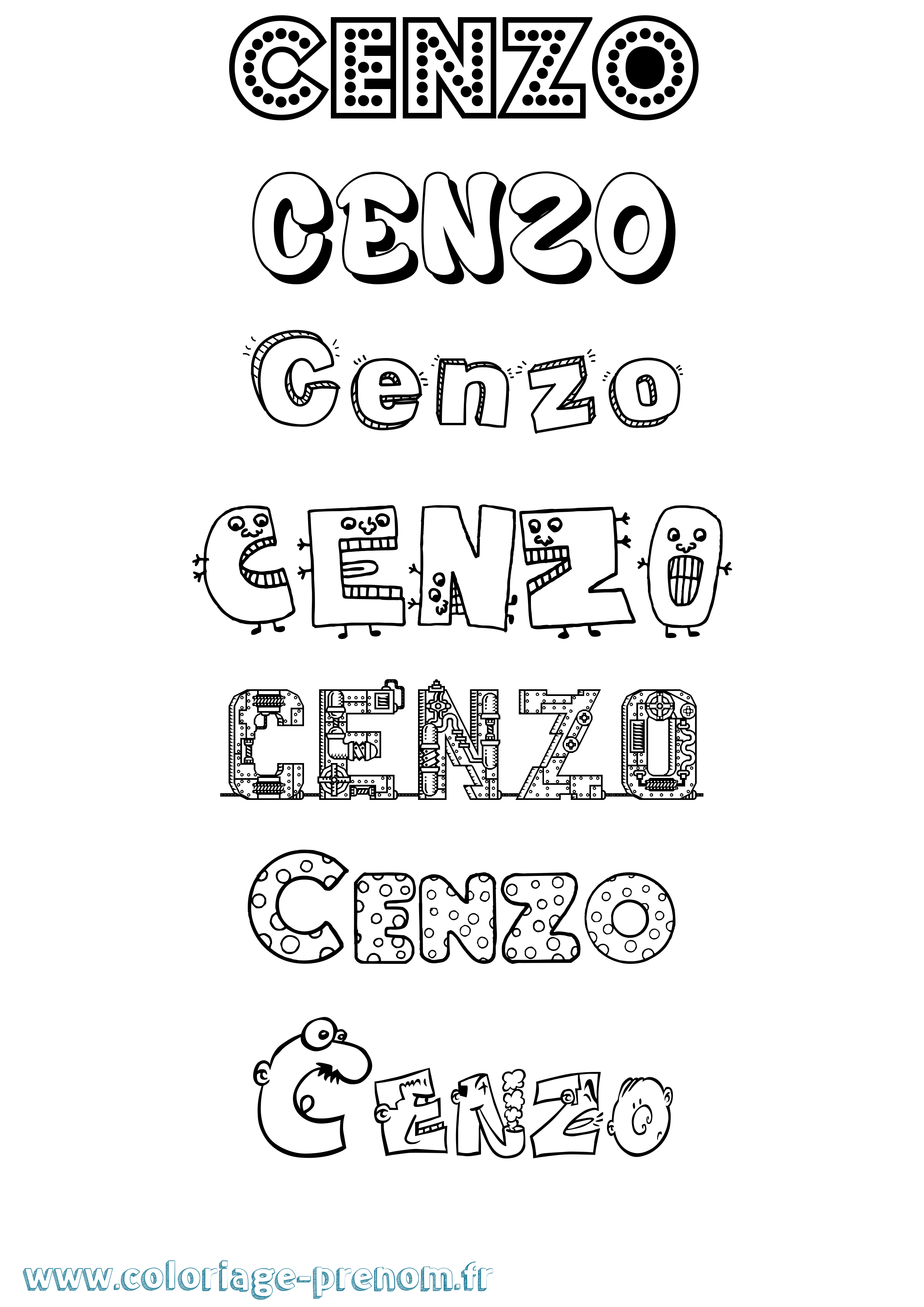 Coloriage prénom Cenzo Fun