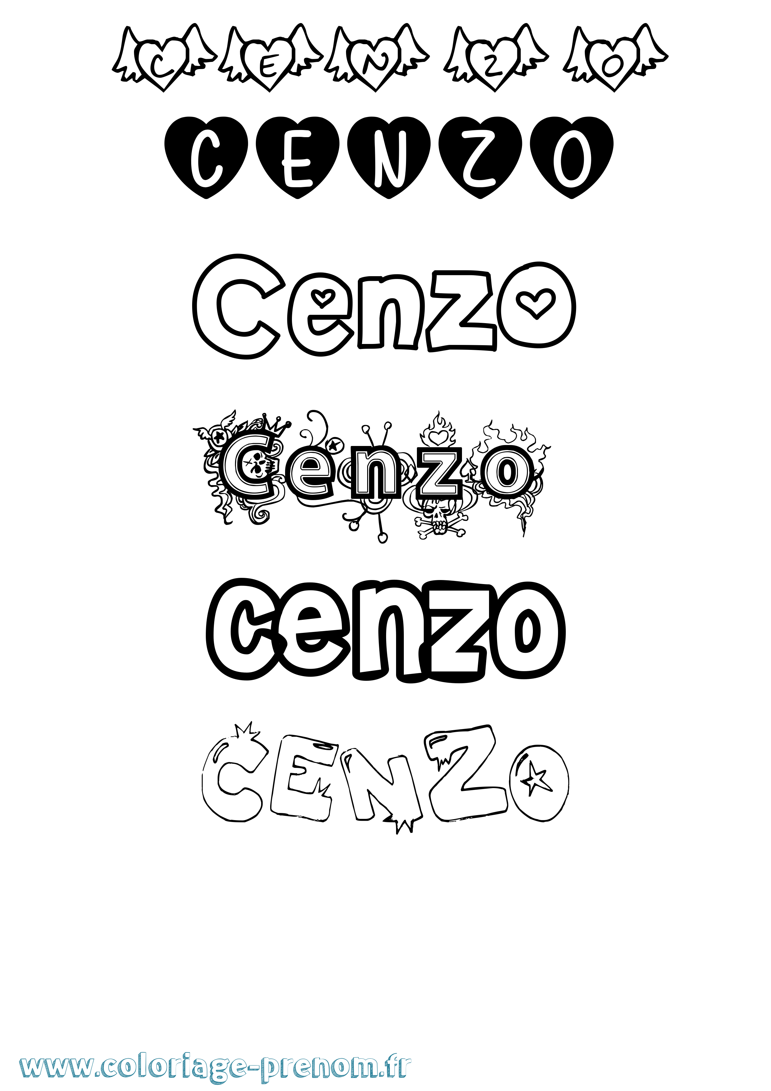 Coloriage prénom Cenzo Girly