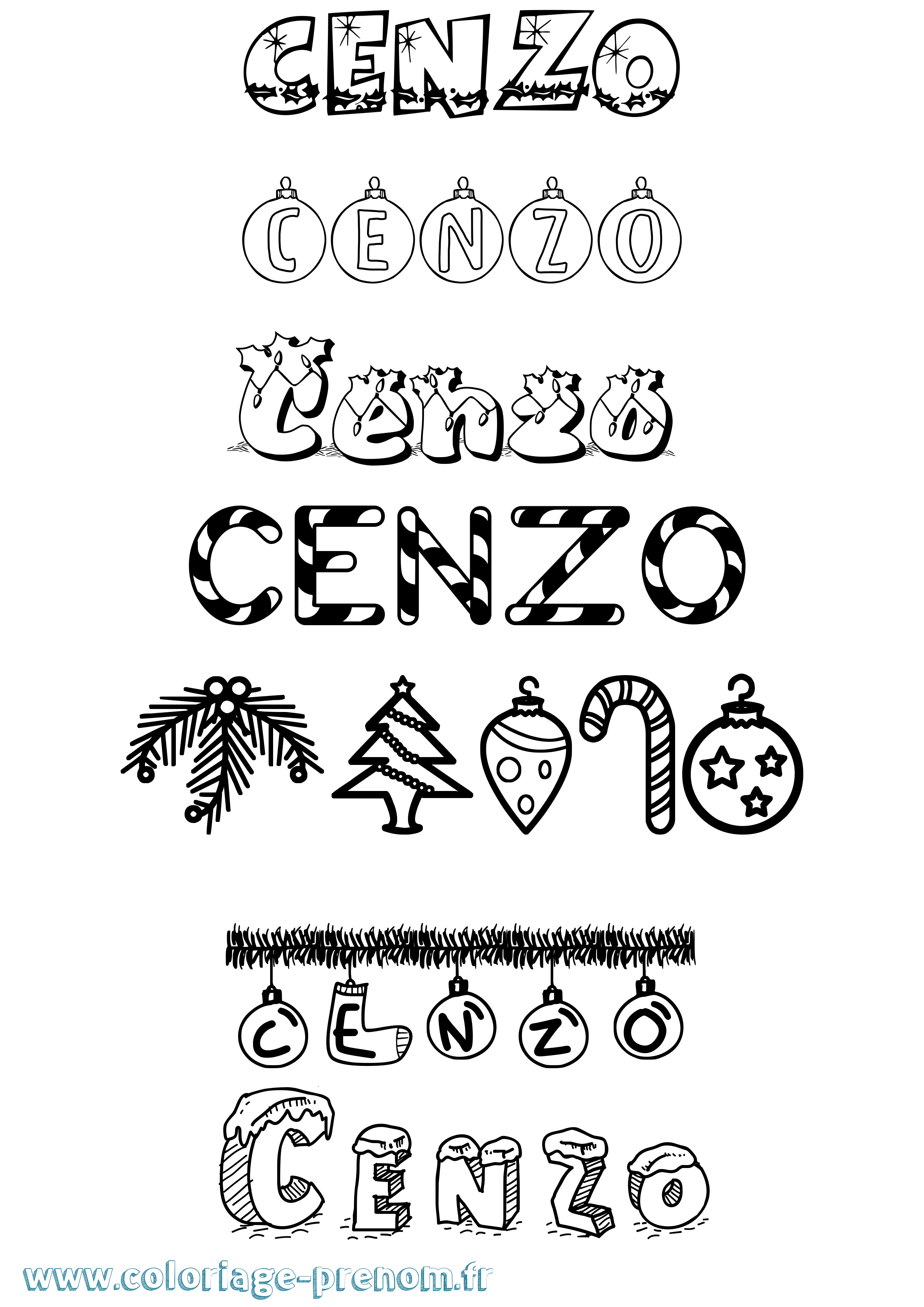 Coloriage prénom Cenzo Noël