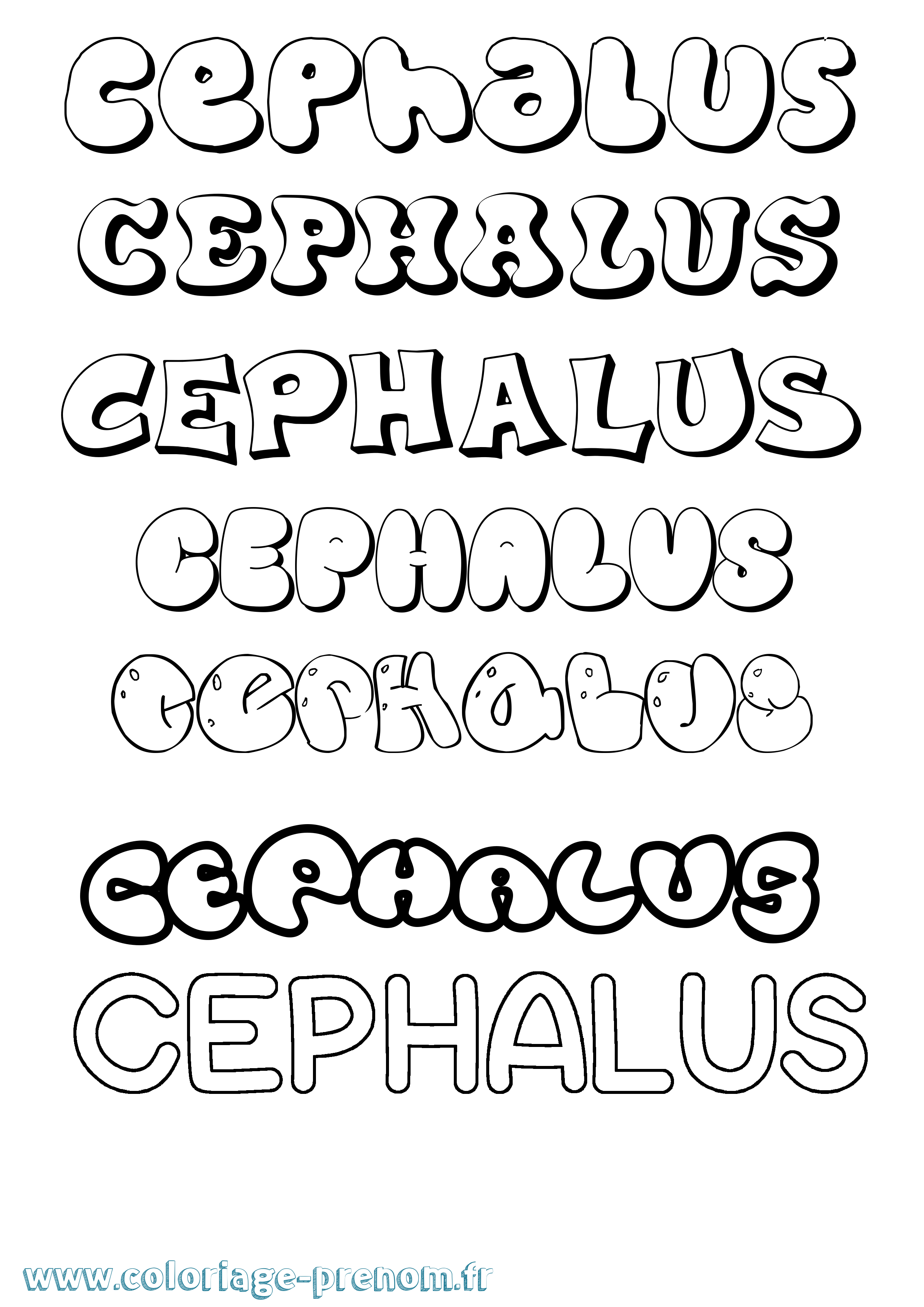 Coloriage prénom Cephalus Bubble