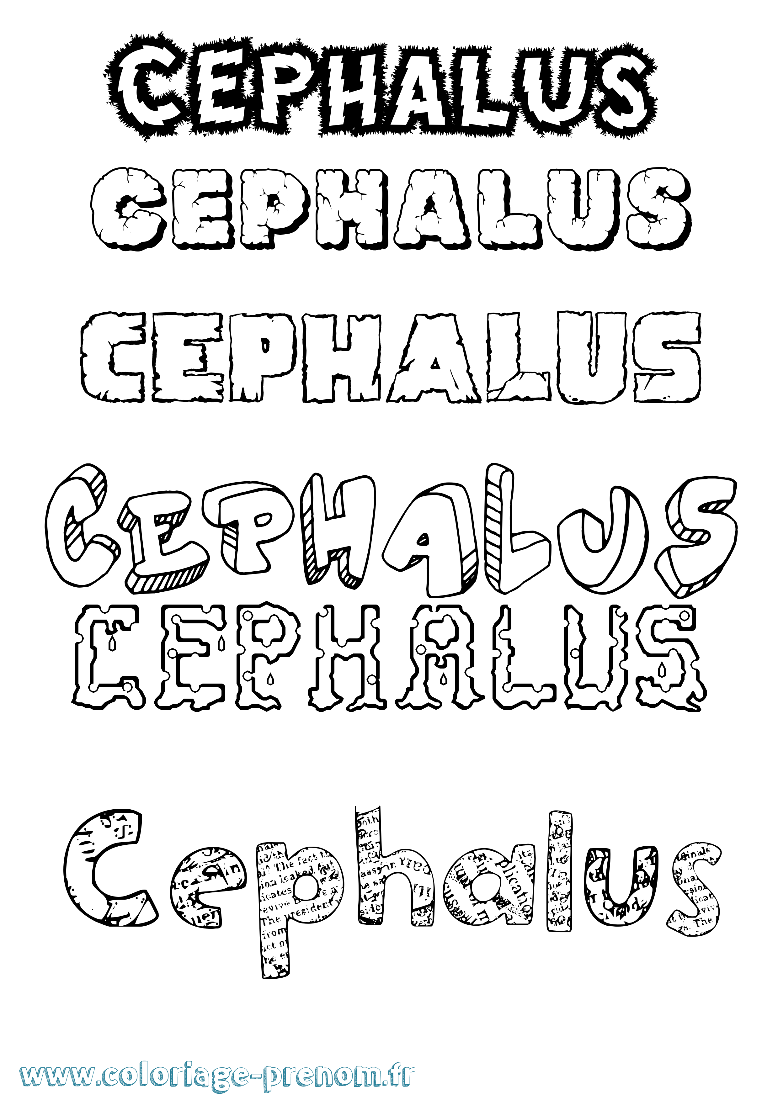 Coloriage prénom Cephalus Destructuré