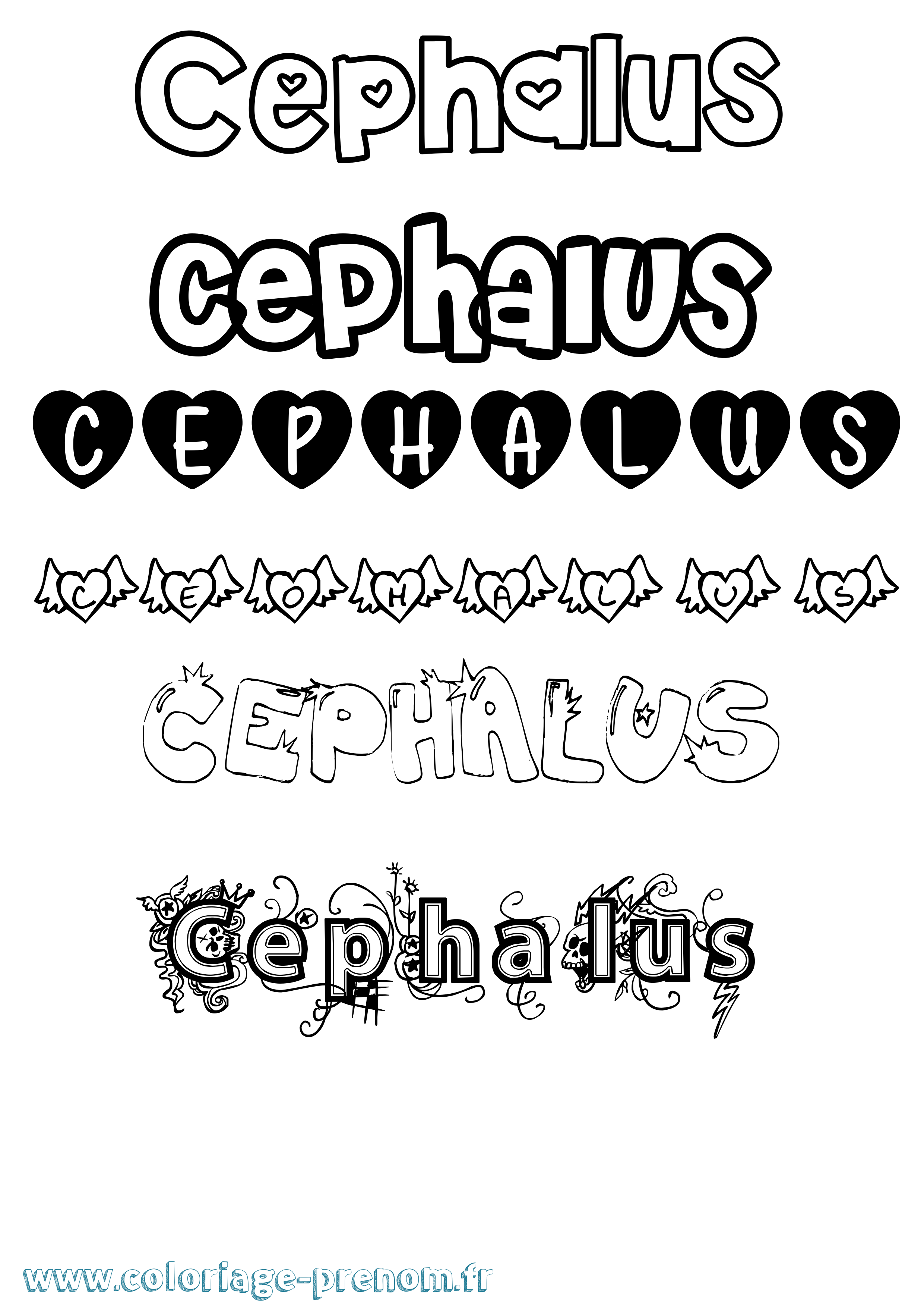 Coloriage prénom Cephalus Girly