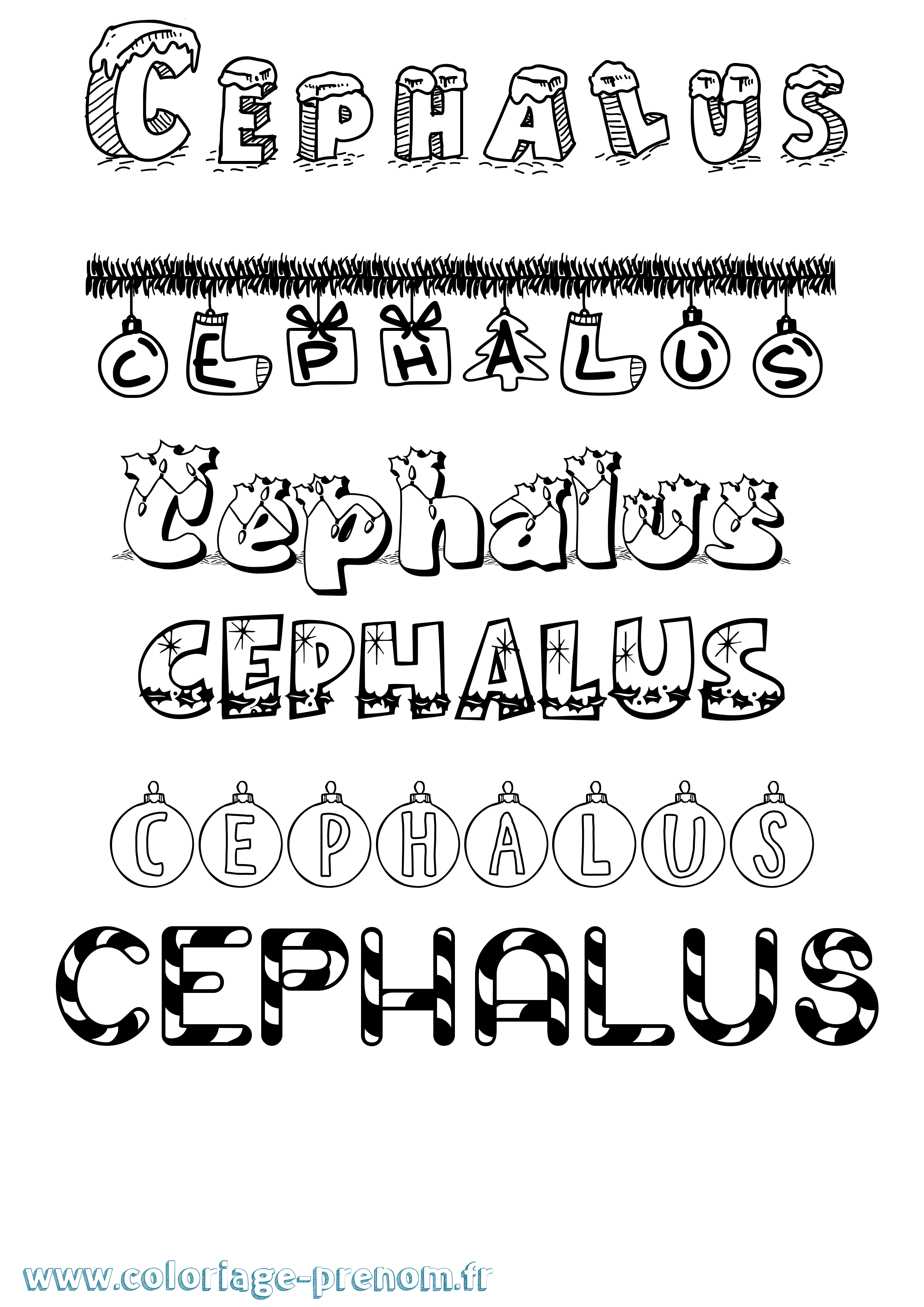 Coloriage prénom Cephalus Noël