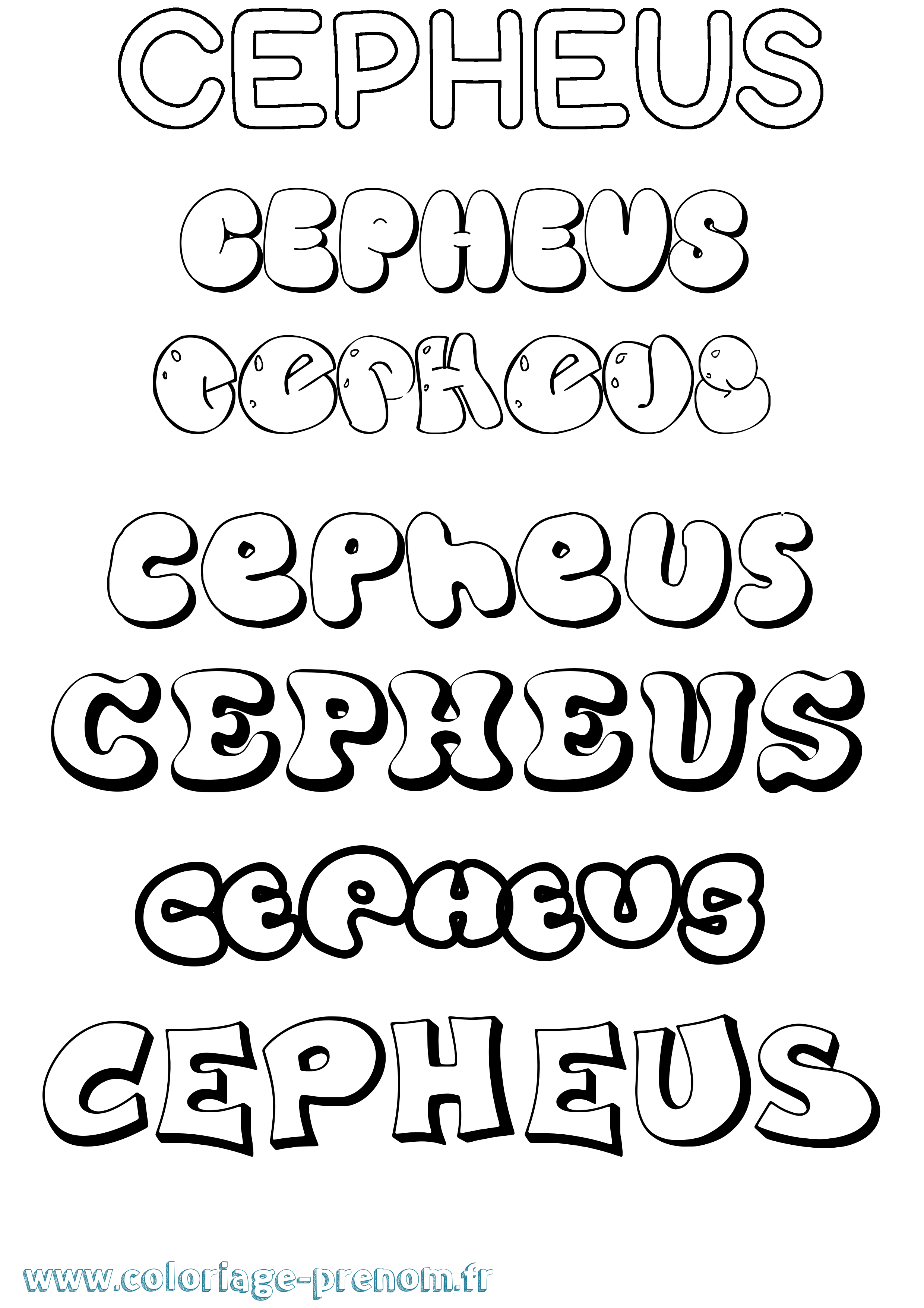 Coloriage prénom Cepheus Bubble