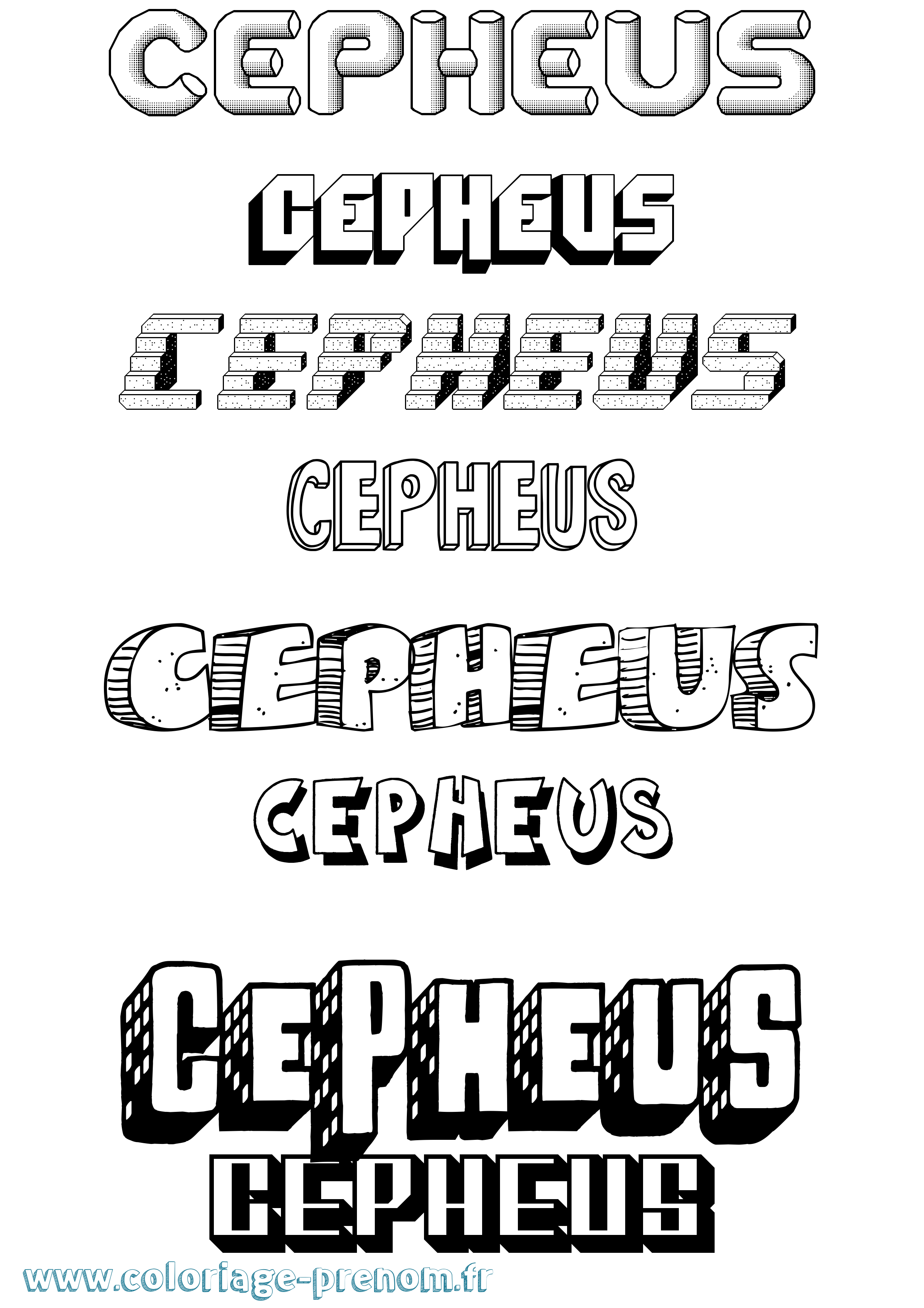 Coloriage prénom Cepheus Effet 3D