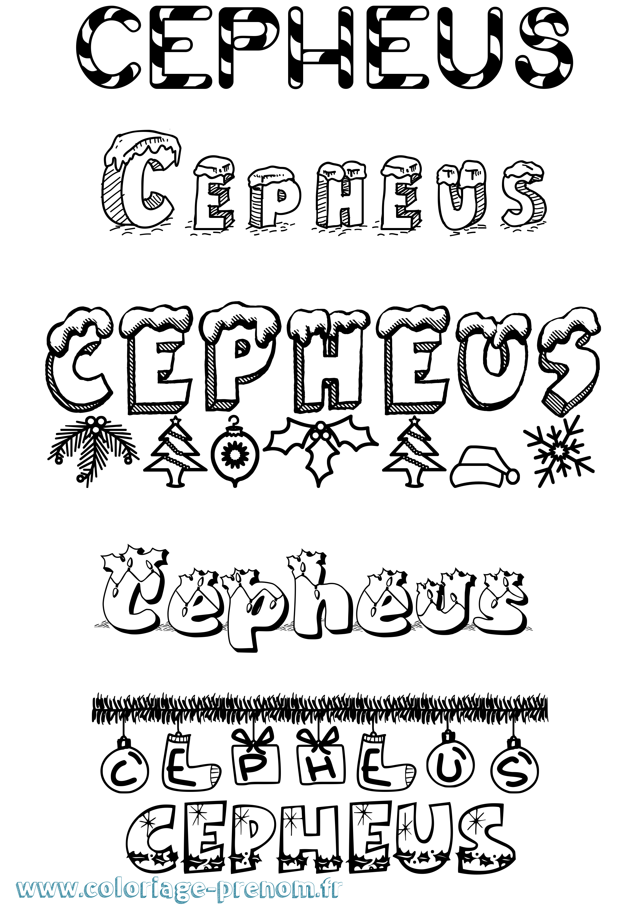 Coloriage prénom Cepheus Noël
