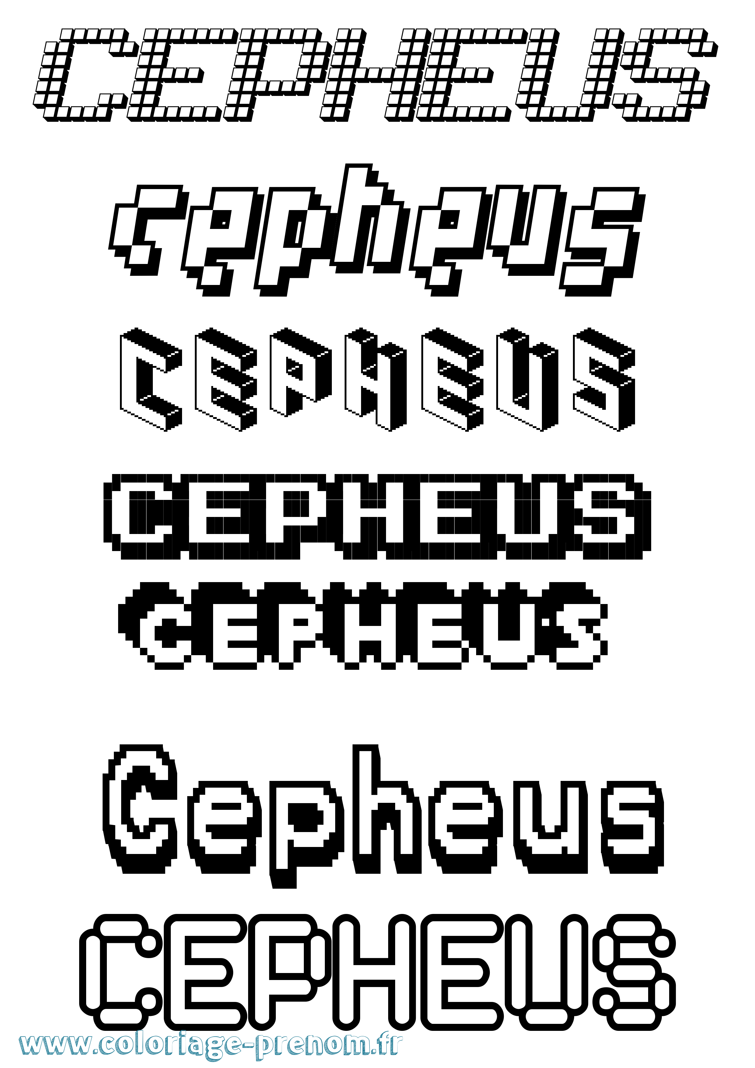 Coloriage prénom Cepheus Pixel