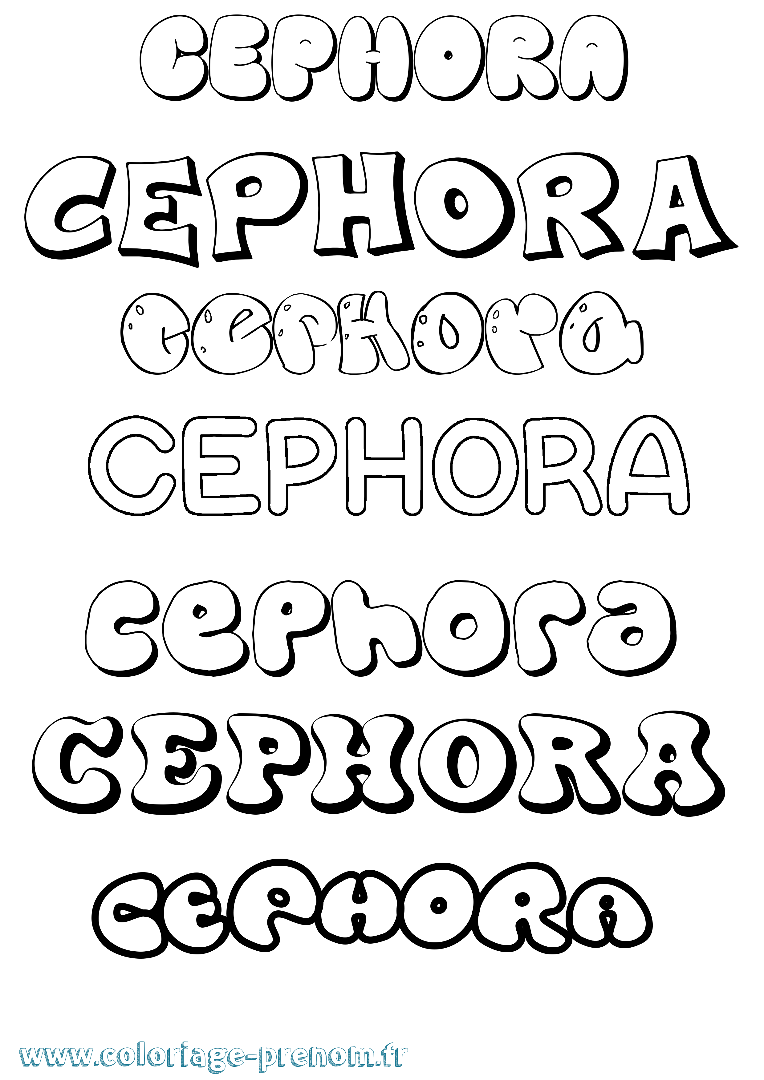 Coloriage prénom Cephora Bubble