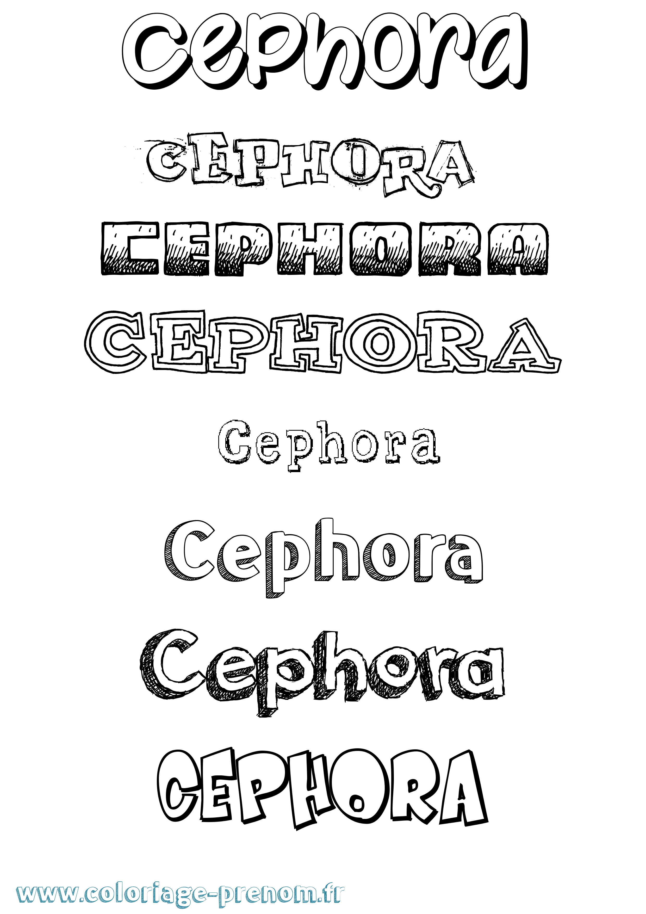 Coloriage prénom Cephora Dessiné