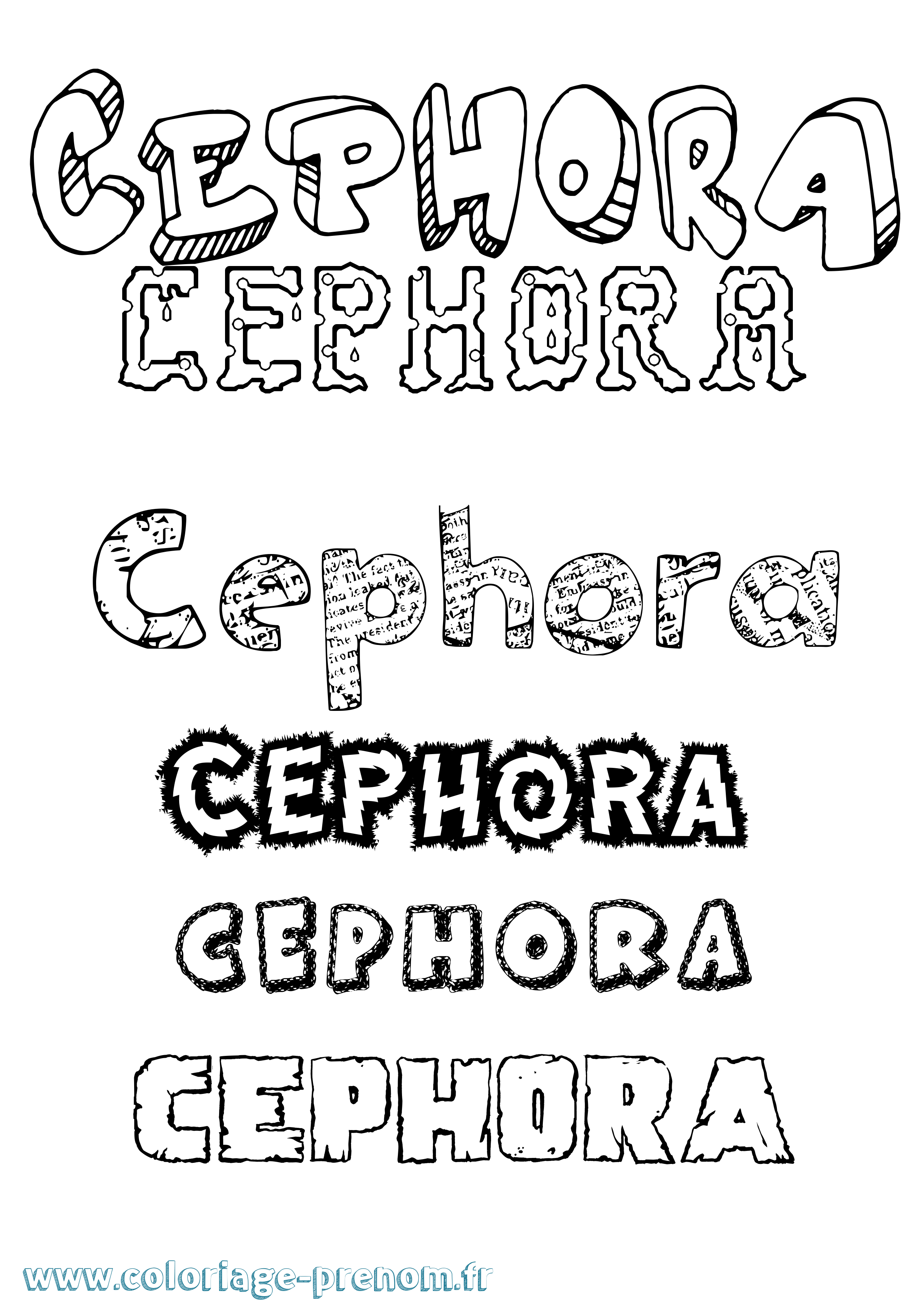 Coloriage prénom Cephora Destructuré
