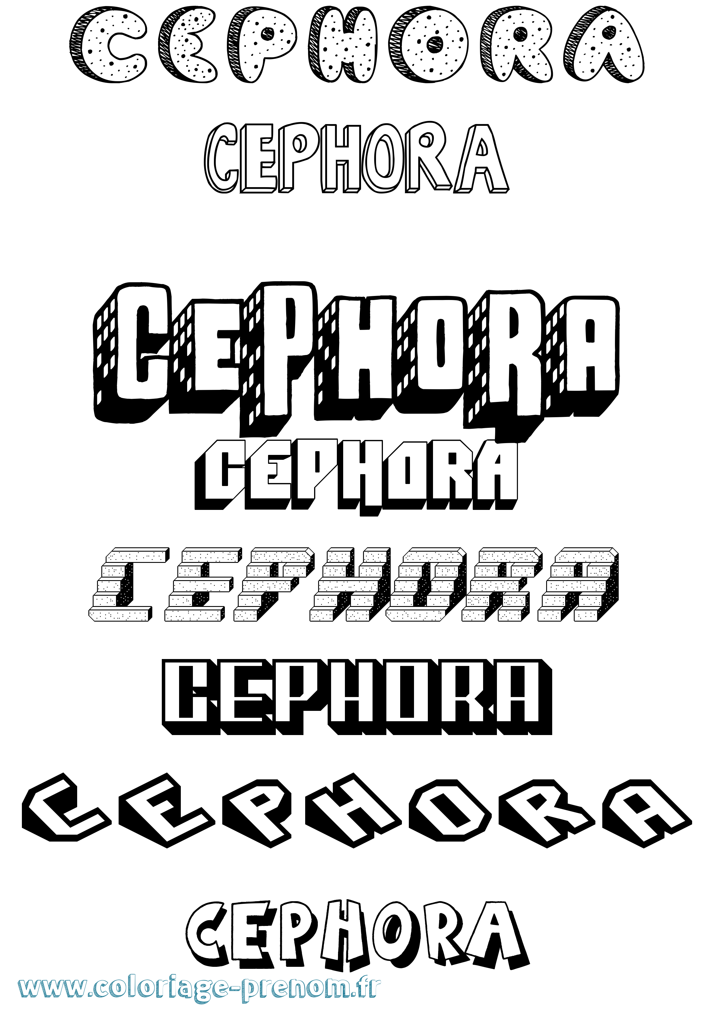 Coloriage prénom Cephora Effet 3D