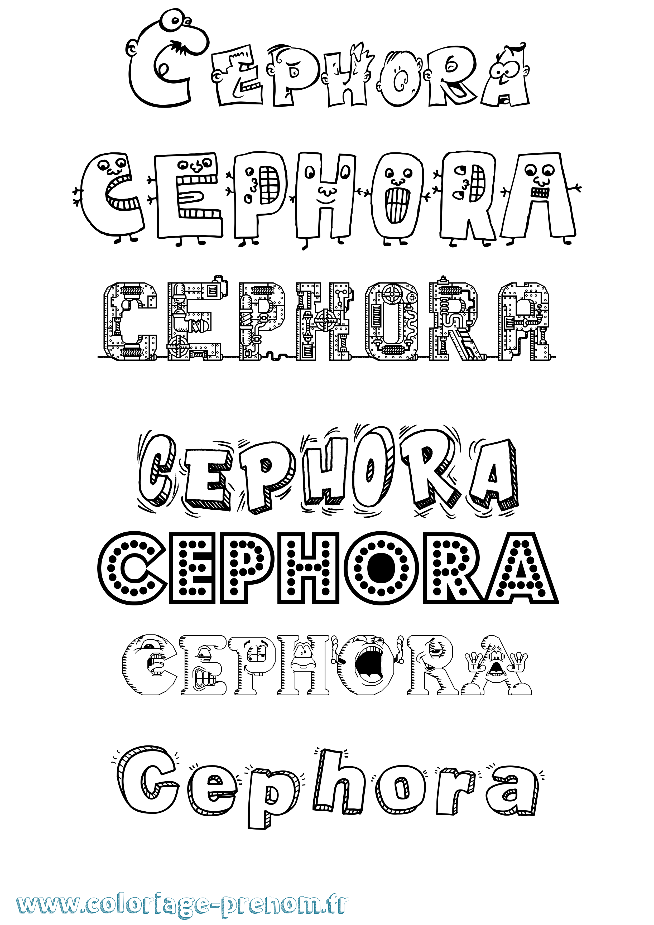 Coloriage prénom Cephora Fun