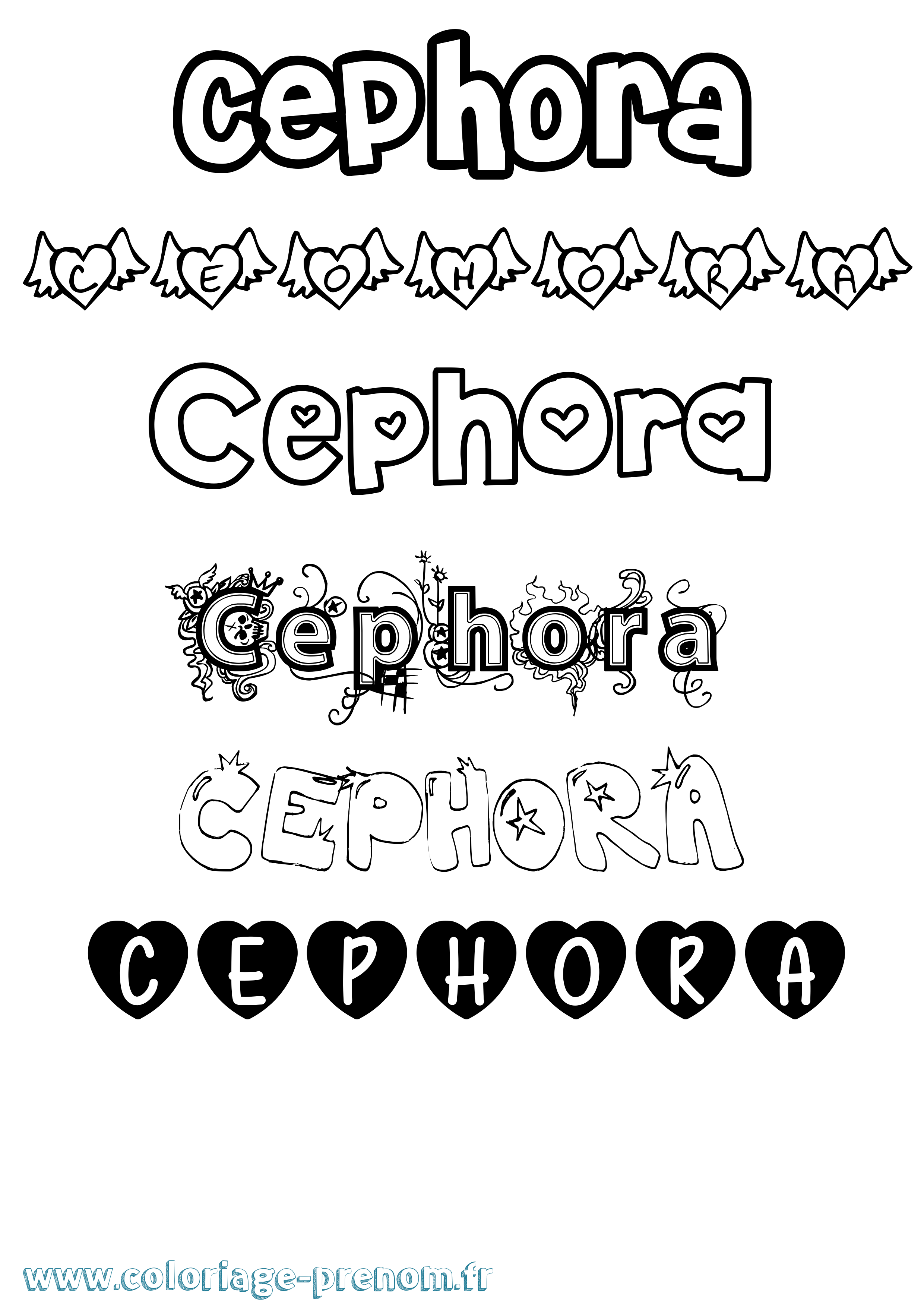 Coloriage prénom Cephora Girly