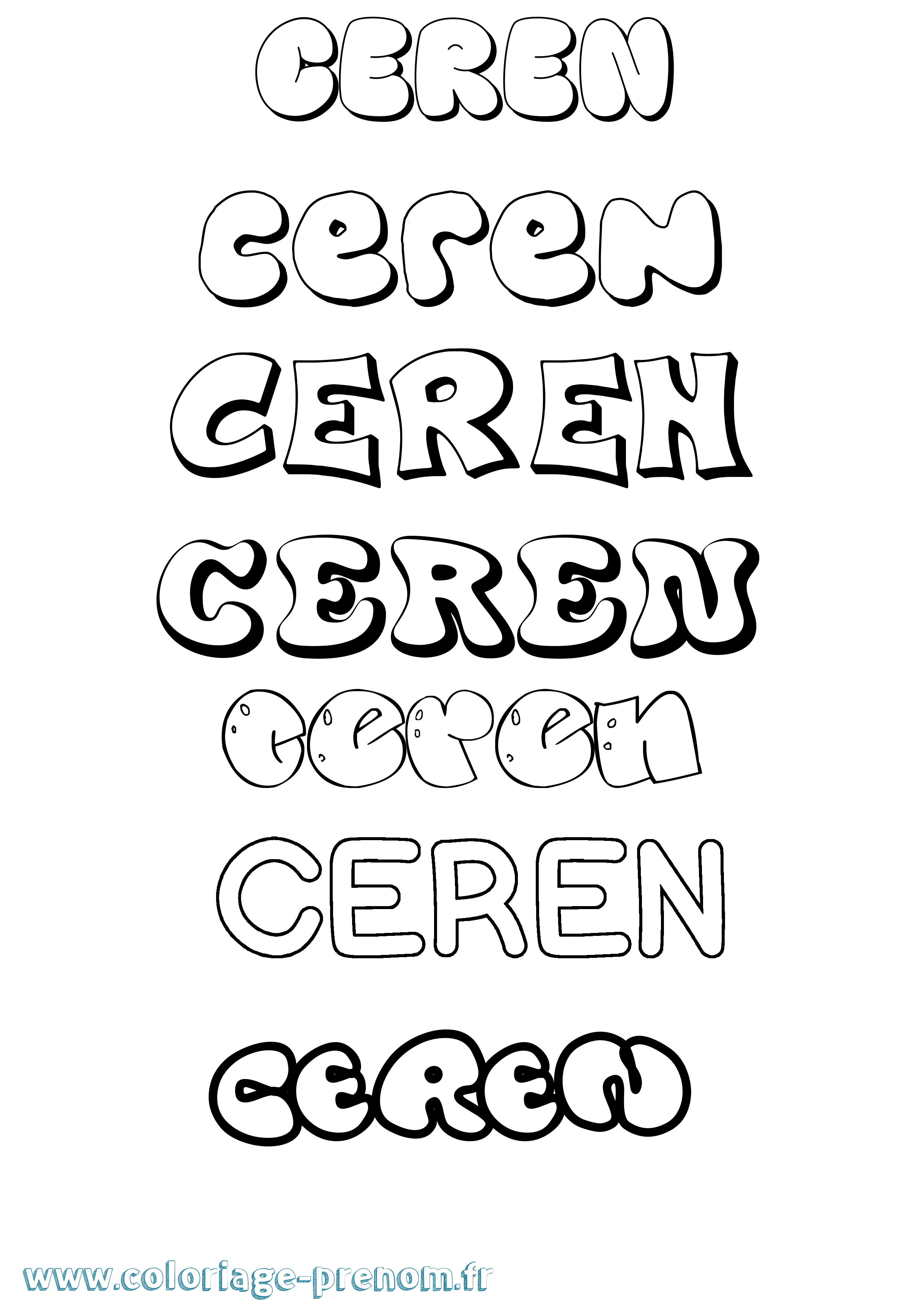Coloriage Ceren Bubble Coloriage prénom Ceren Bubble