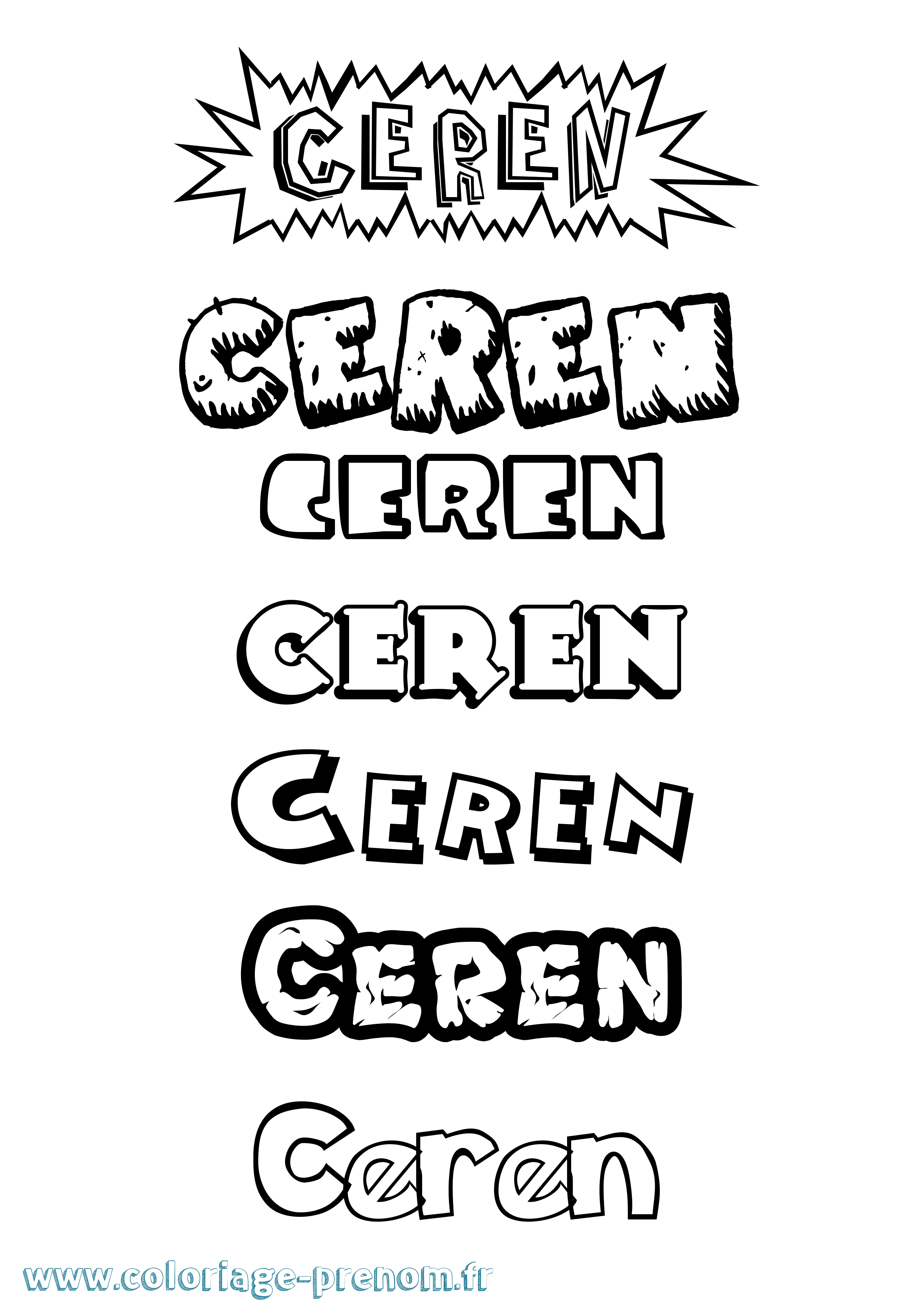 Coloriage Ceren Dessin Animé Coloriage prénom Ceren Dessin Animé