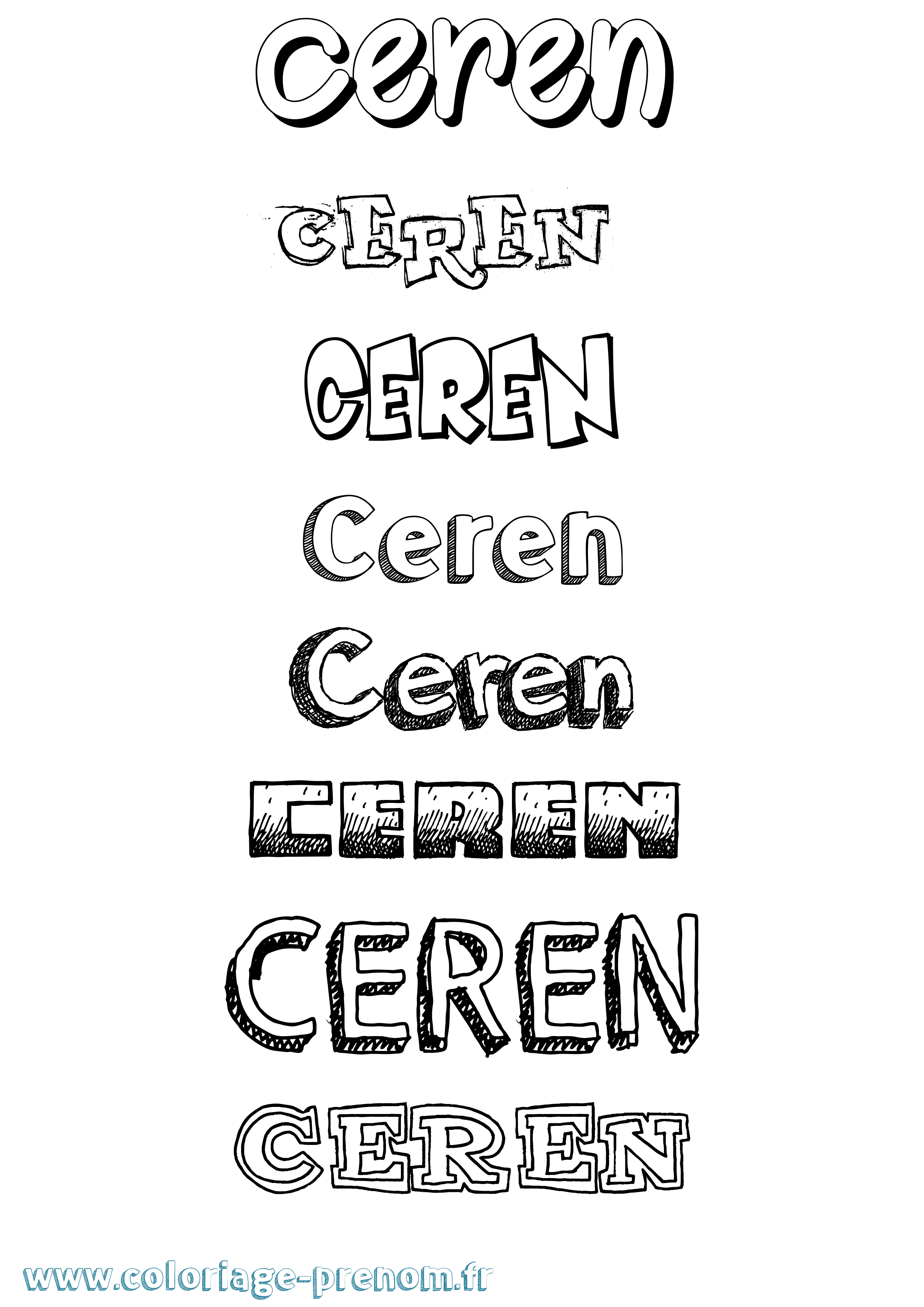 Coloriage Ceren Dessiné Coloriage prénom Ceren Dessiné