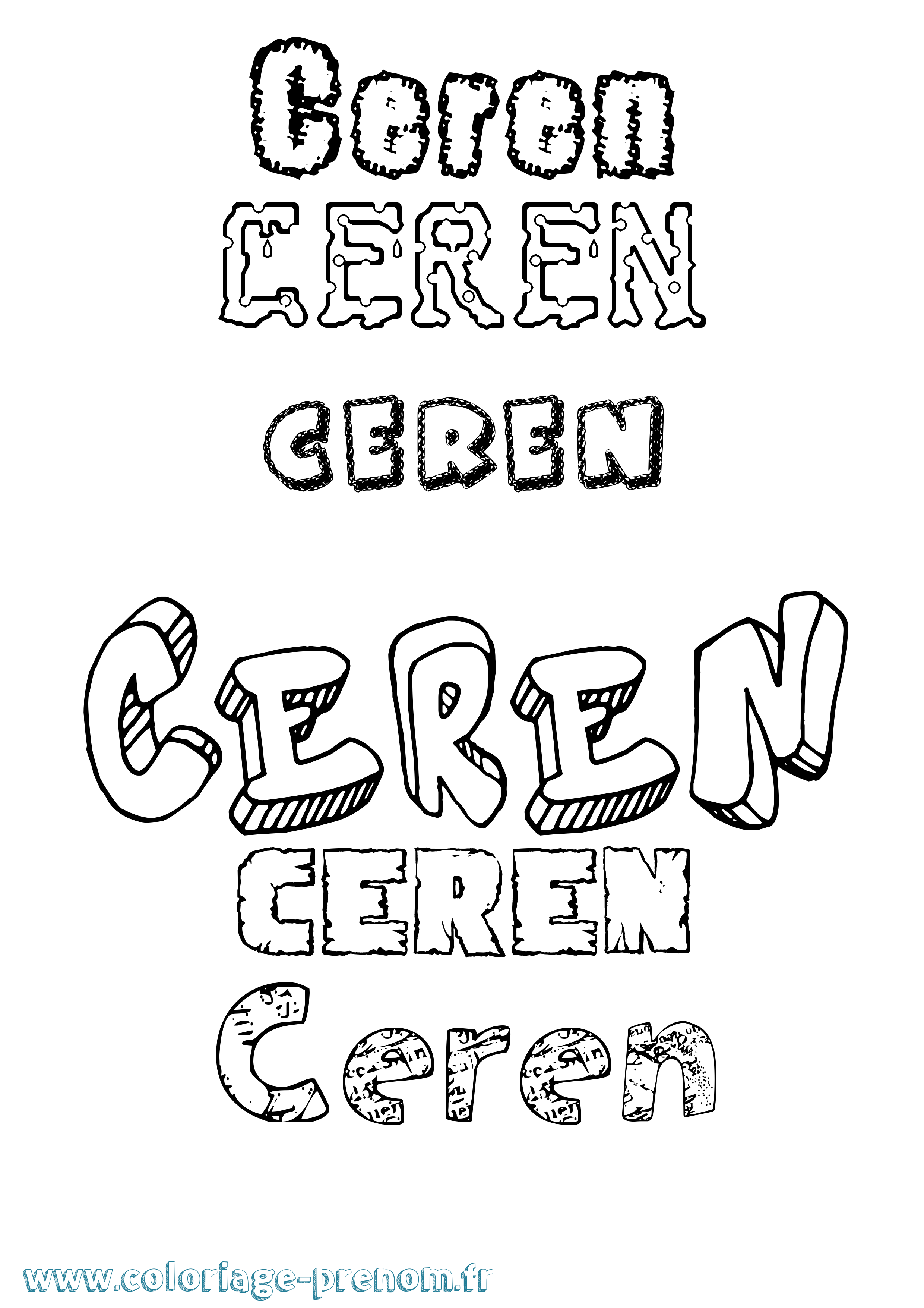 Coloriage Ceren Destructuré Coloriage prénom Ceren Destructuré