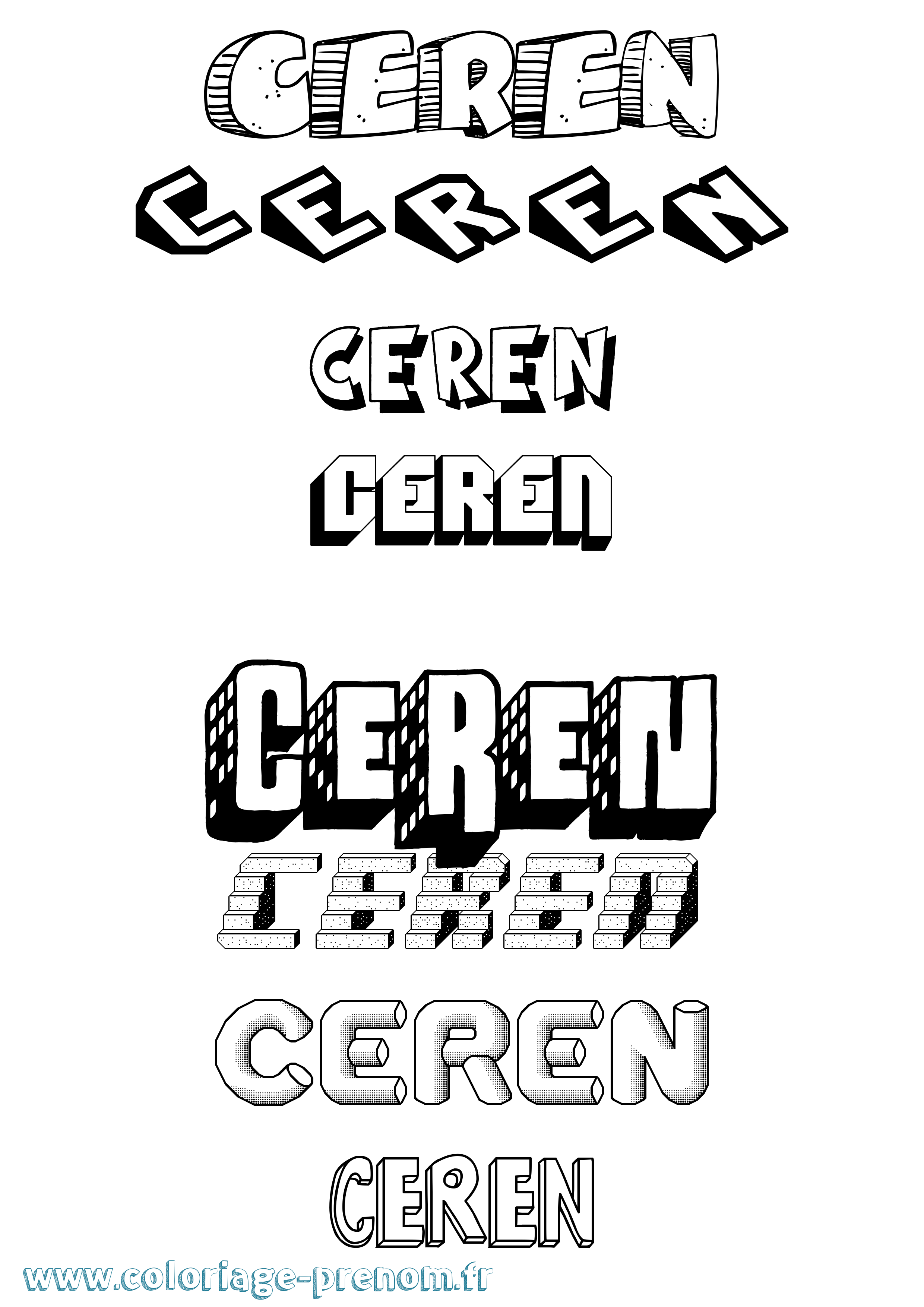 Coloriage Ceren Effet 3D Coloriage prénom Ceren Effet 3D