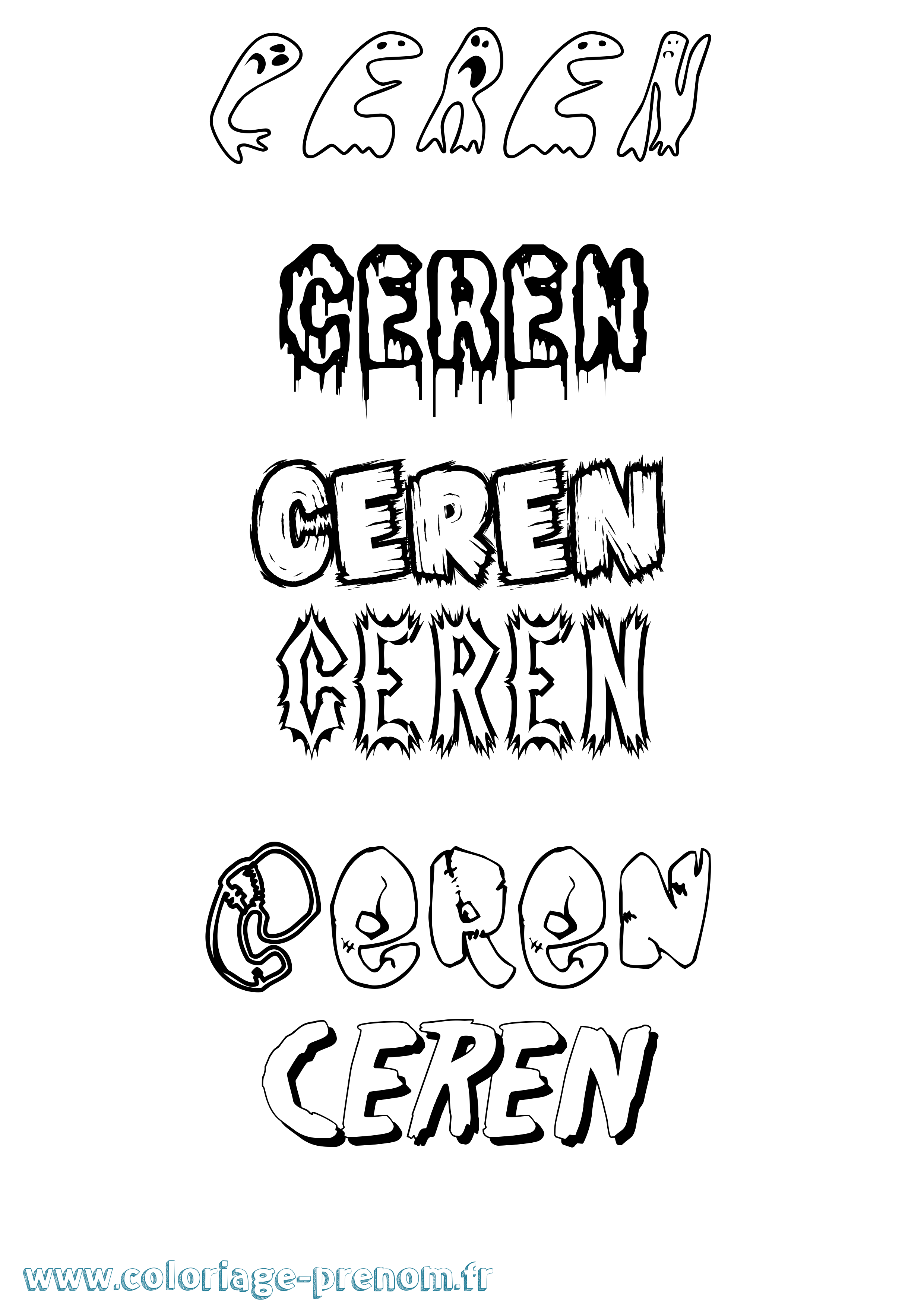 Coloriage Ceren Frisson Coloriage prénom Ceren Frisson