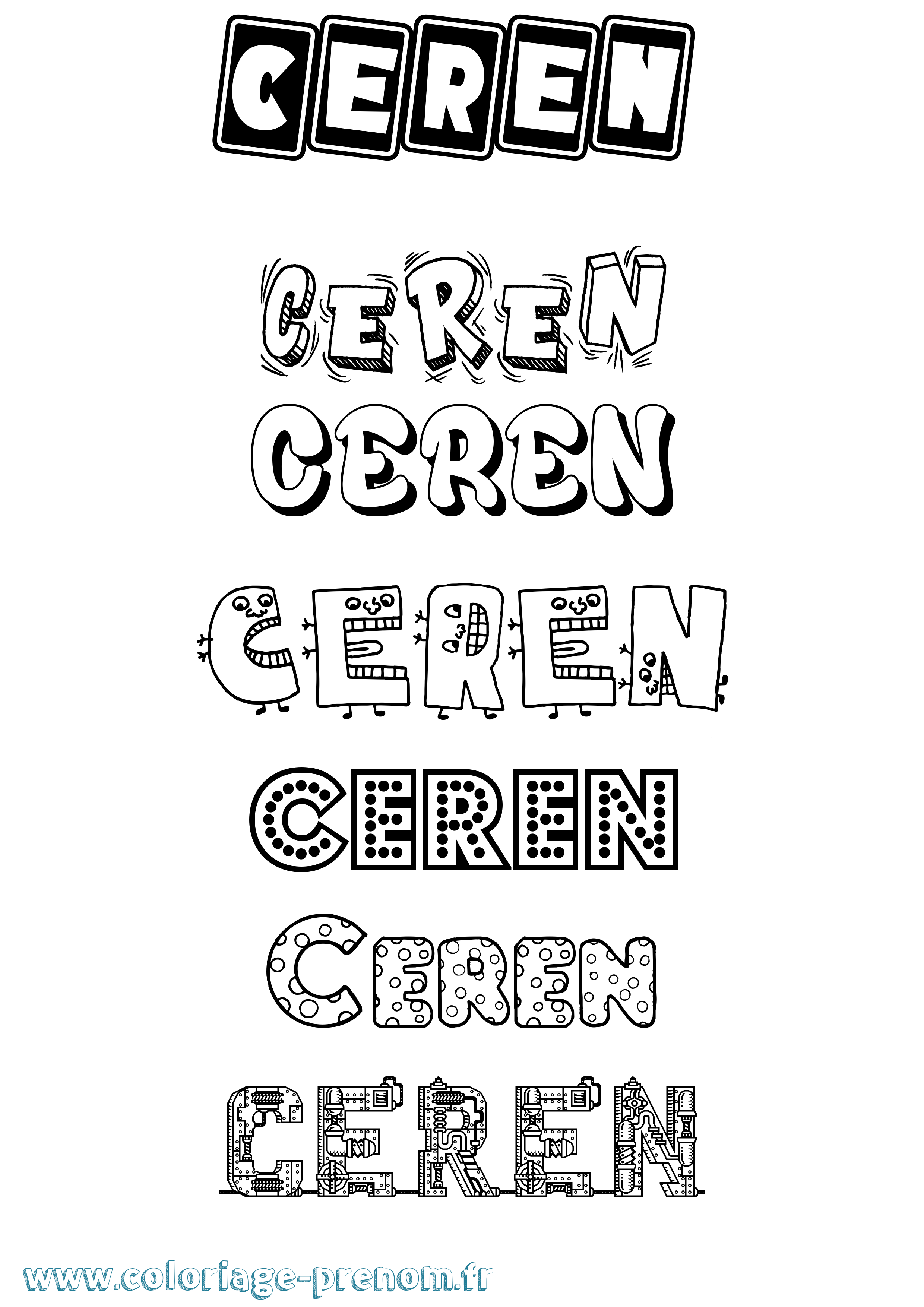 Coloriage Ceren Fun Coloriage prénom Ceren Fun