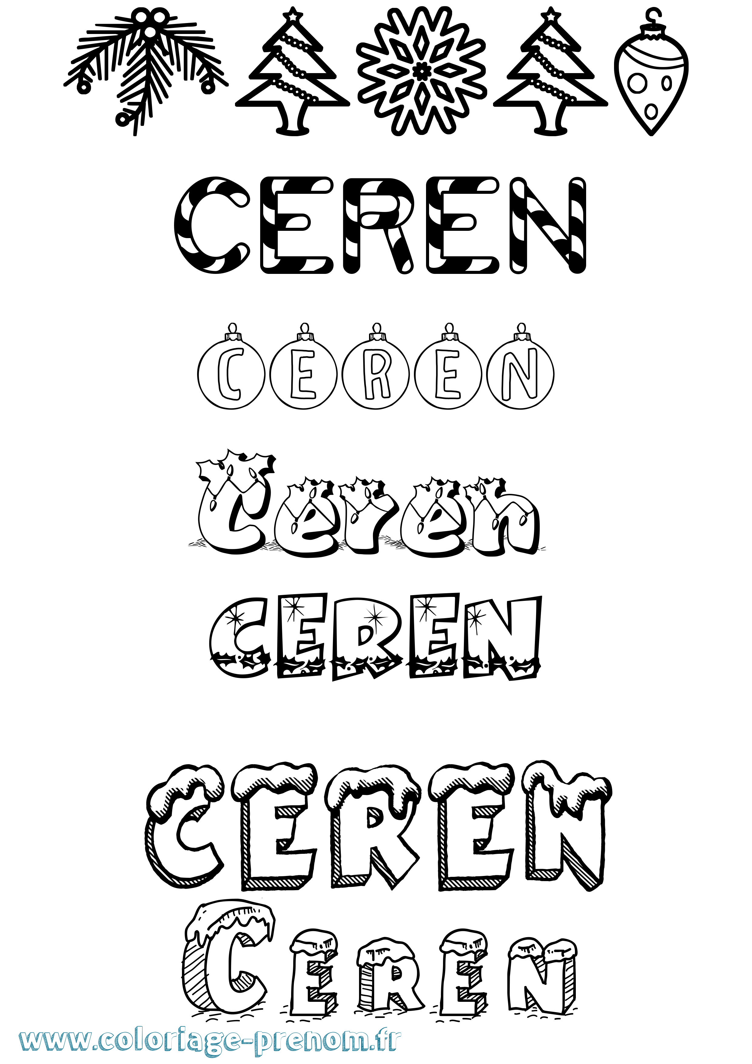 Coloriage Ceren Noël Coloriage prénom Ceren Noël
