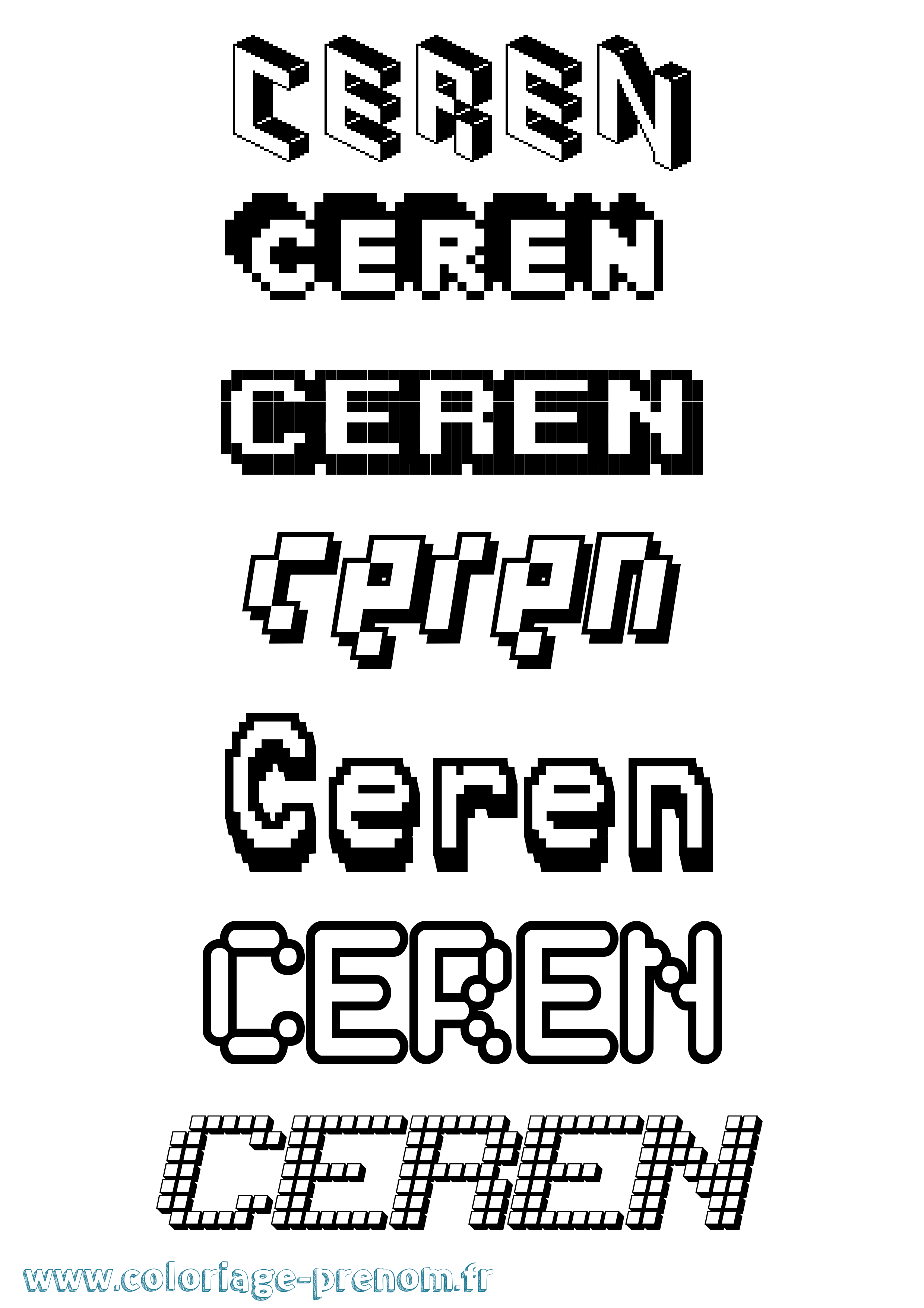 Coloriage Ceren Pixel Coloriage prénom Ceren Pixel
