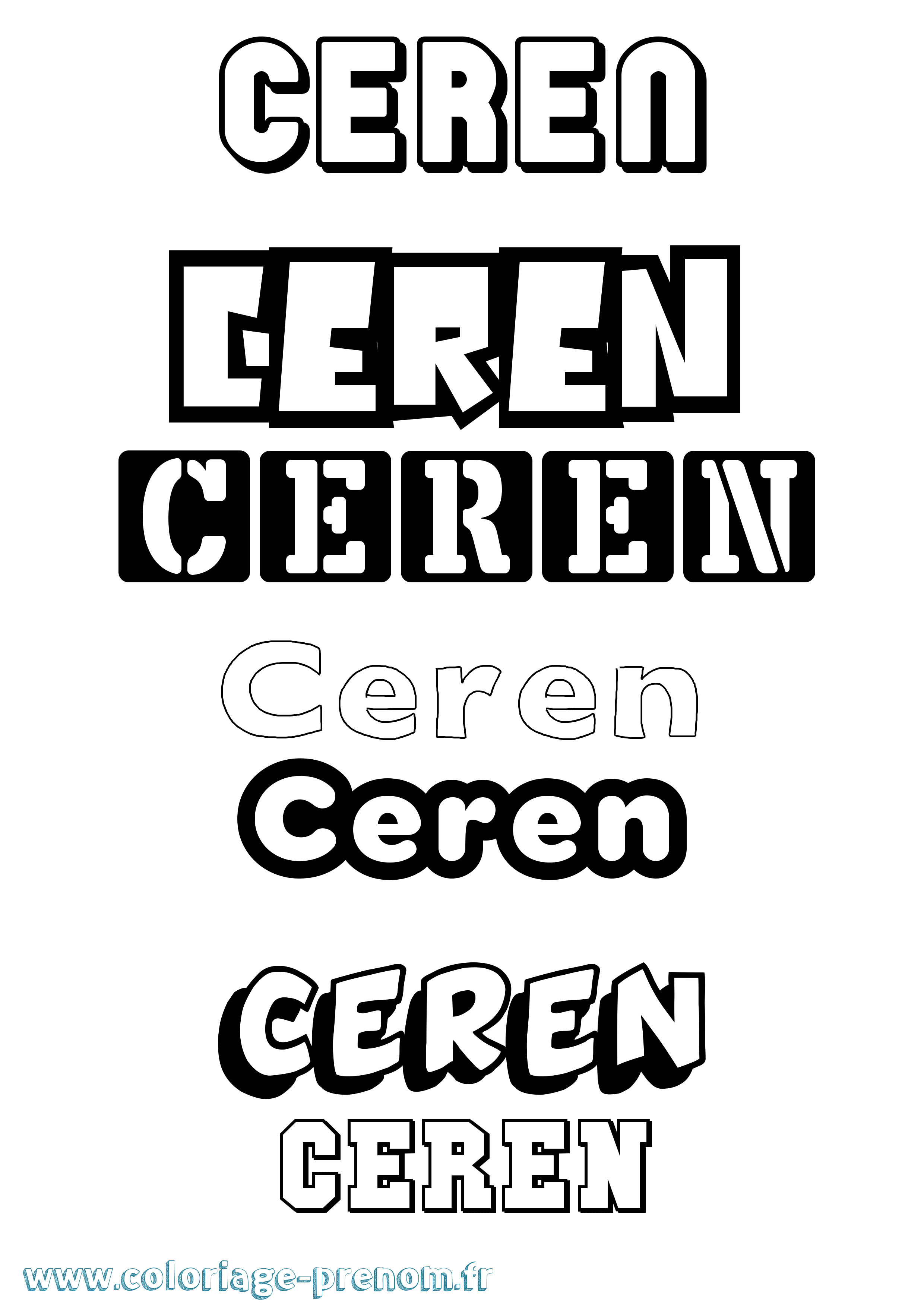 Coloriage Ceren Simple Coloriage prénom Ceren Simple