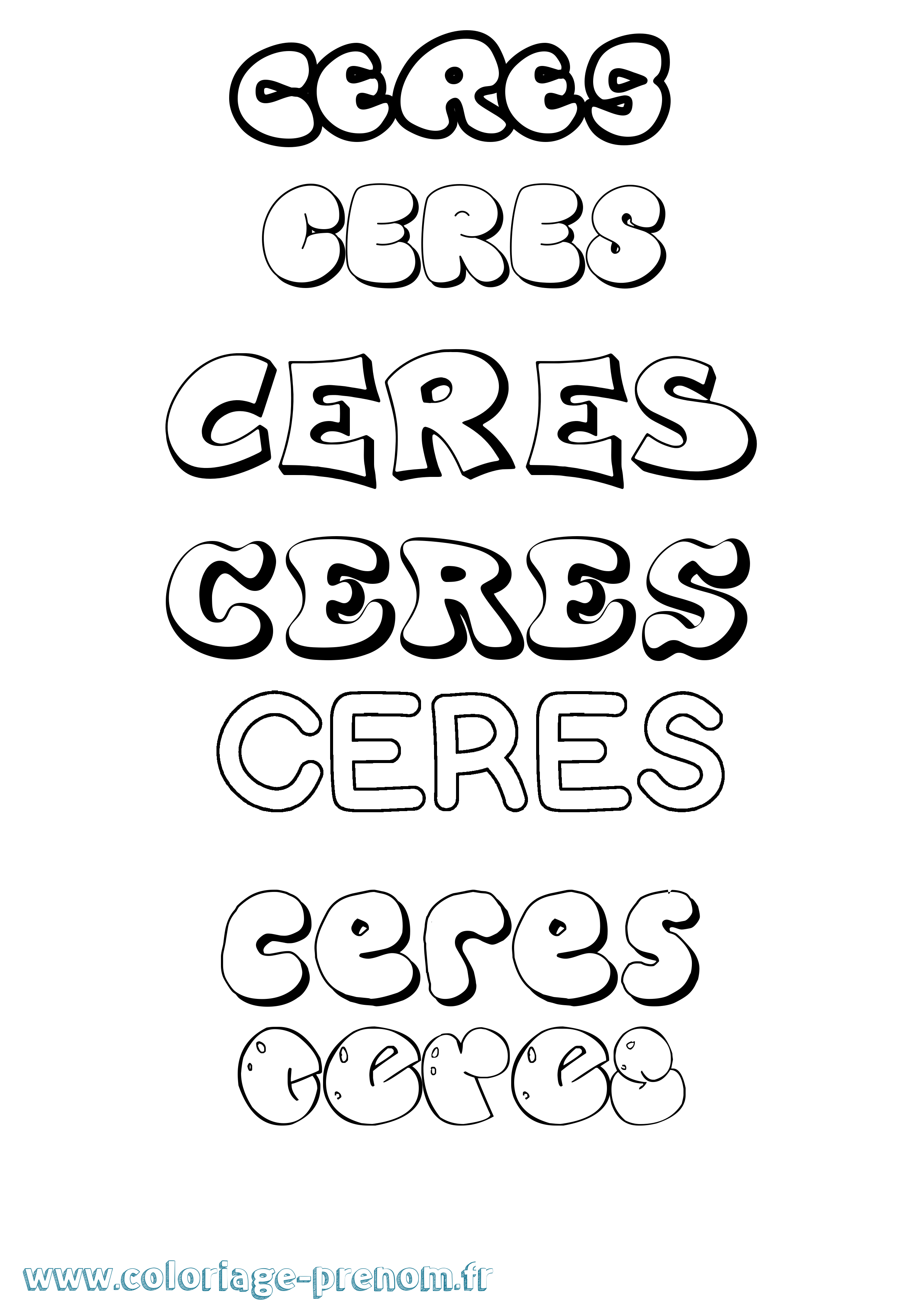 Coloriage prénom Ceres Bubble