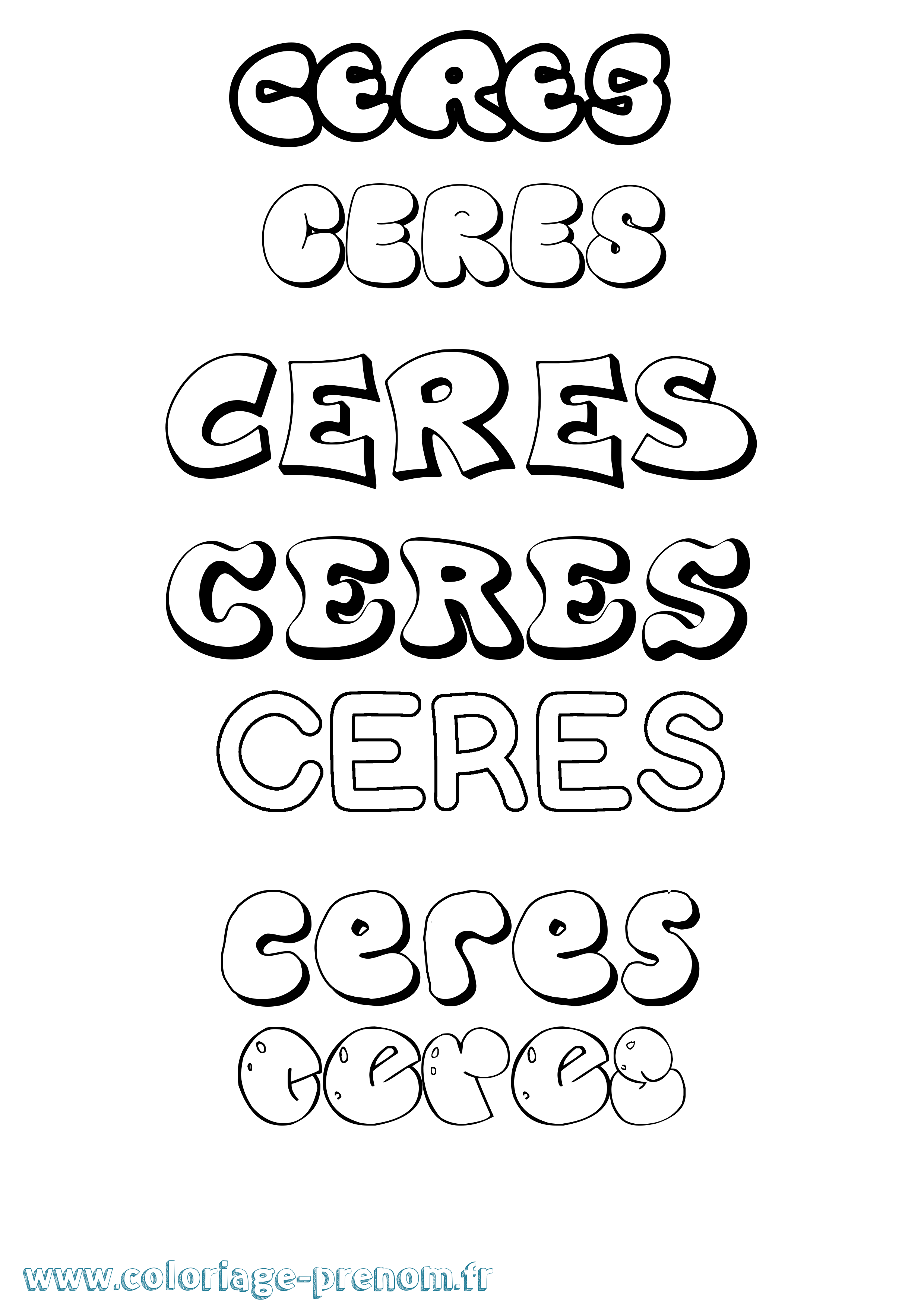 Coloriage Ceres Bubble Coloriage prénom Ceres Bubble