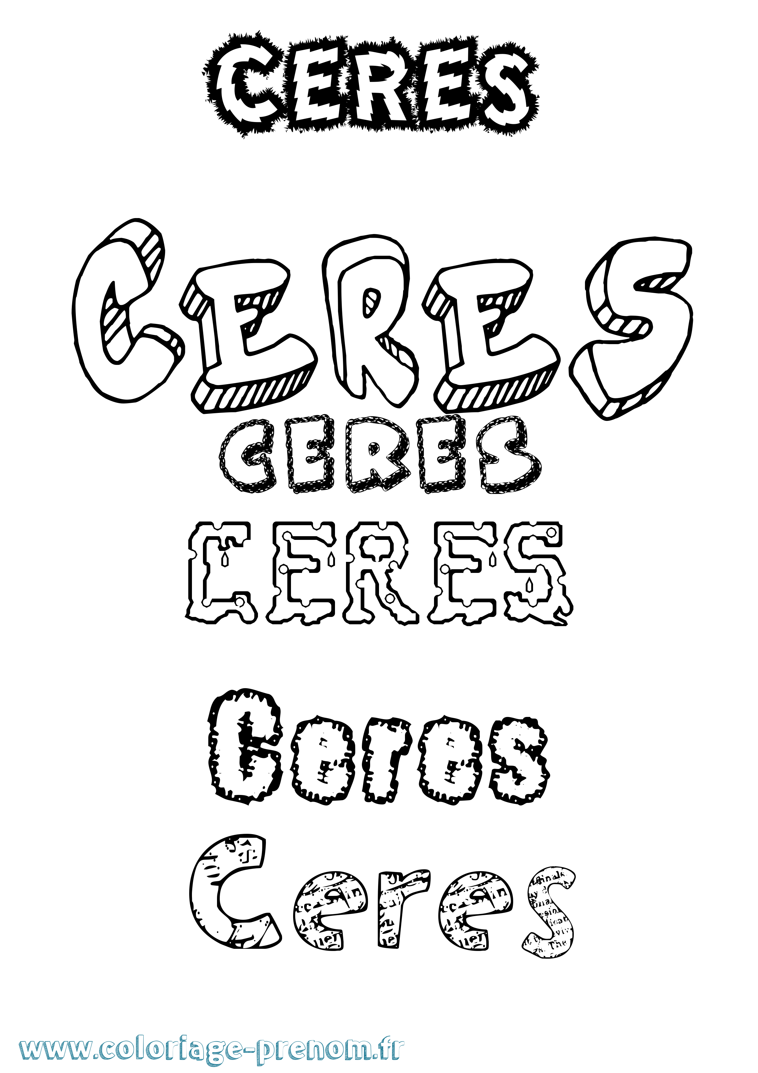 Coloriage Ceres Destructuré Coloriage prénom Ceres Destructuré