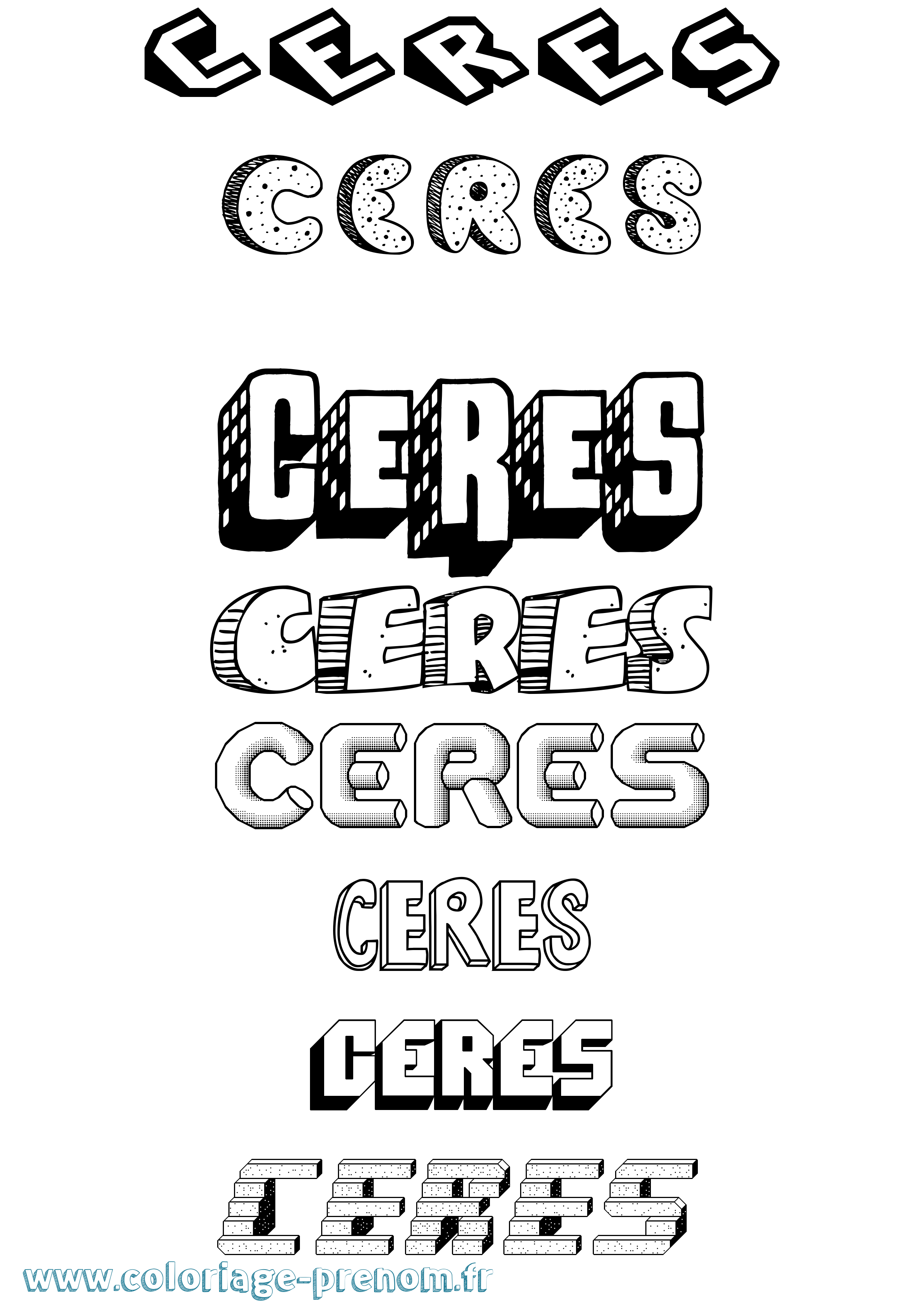 Coloriage Ceres Effet 3D Coloriage prénom Ceres Effet 3D