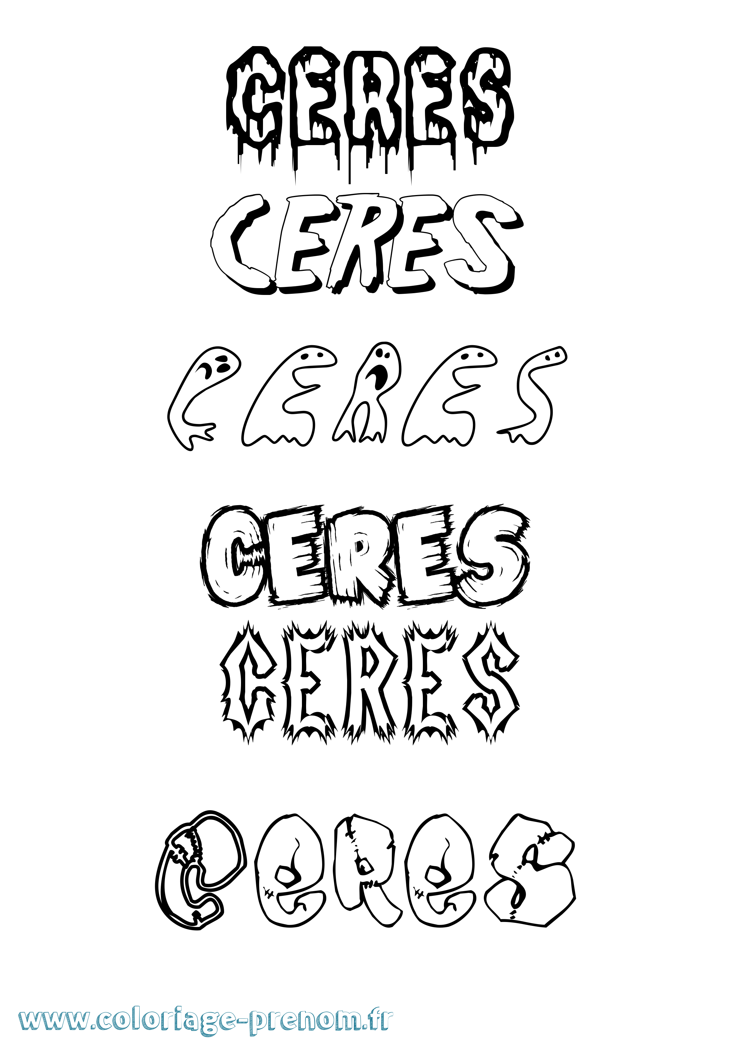 Coloriage Ceres Frisson Coloriage prénom Ceres Frisson