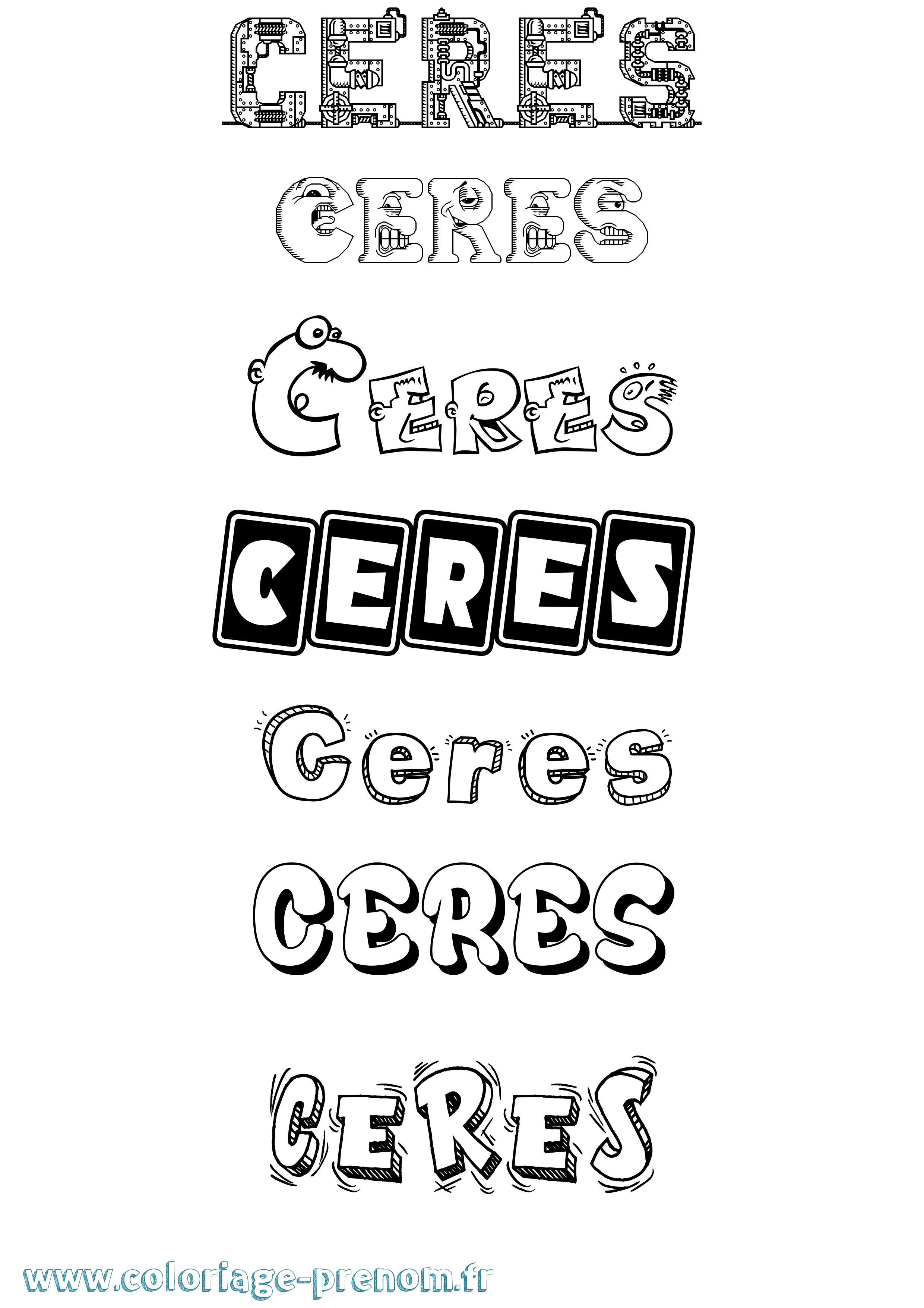 Coloriage Ceres Fun Coloriage prénom Ceres Fun