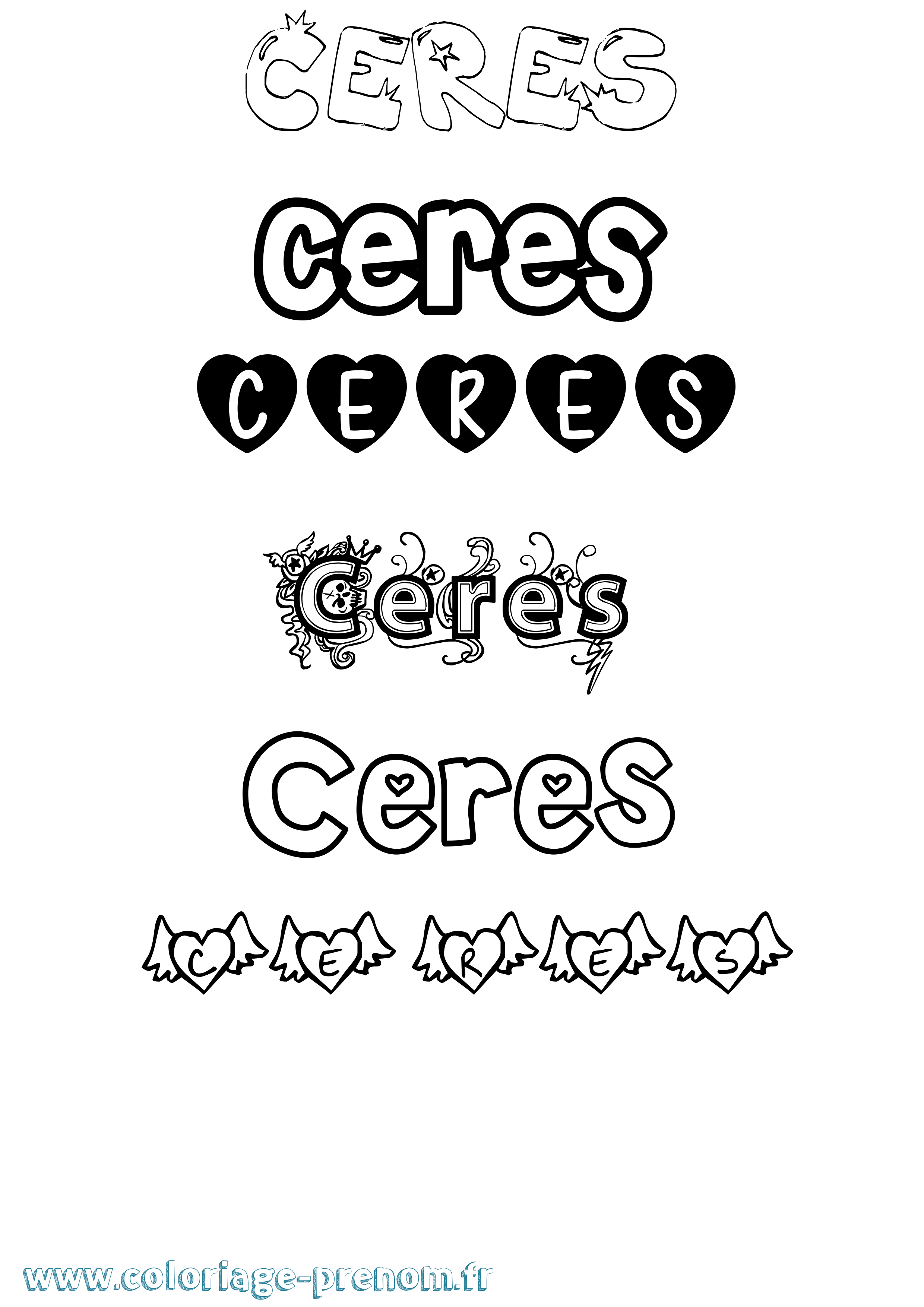 Coloriage Ceres Girly Coloriage prénom Ceres Girly