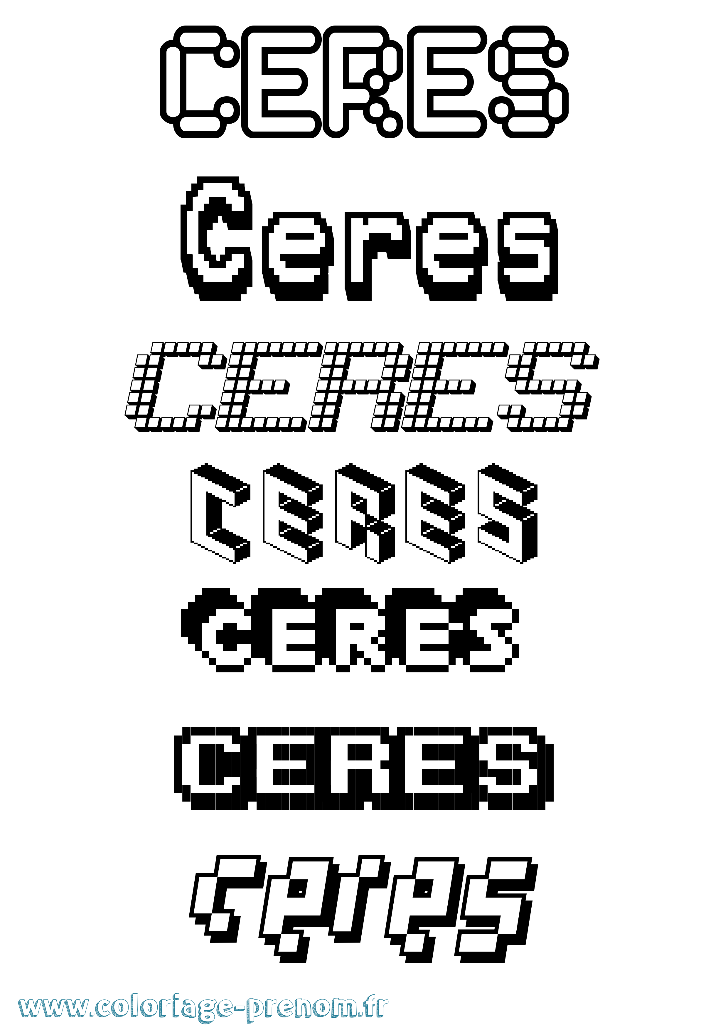 Coloriage Ceres Pixel Coloriage prénom Ceres Pixel