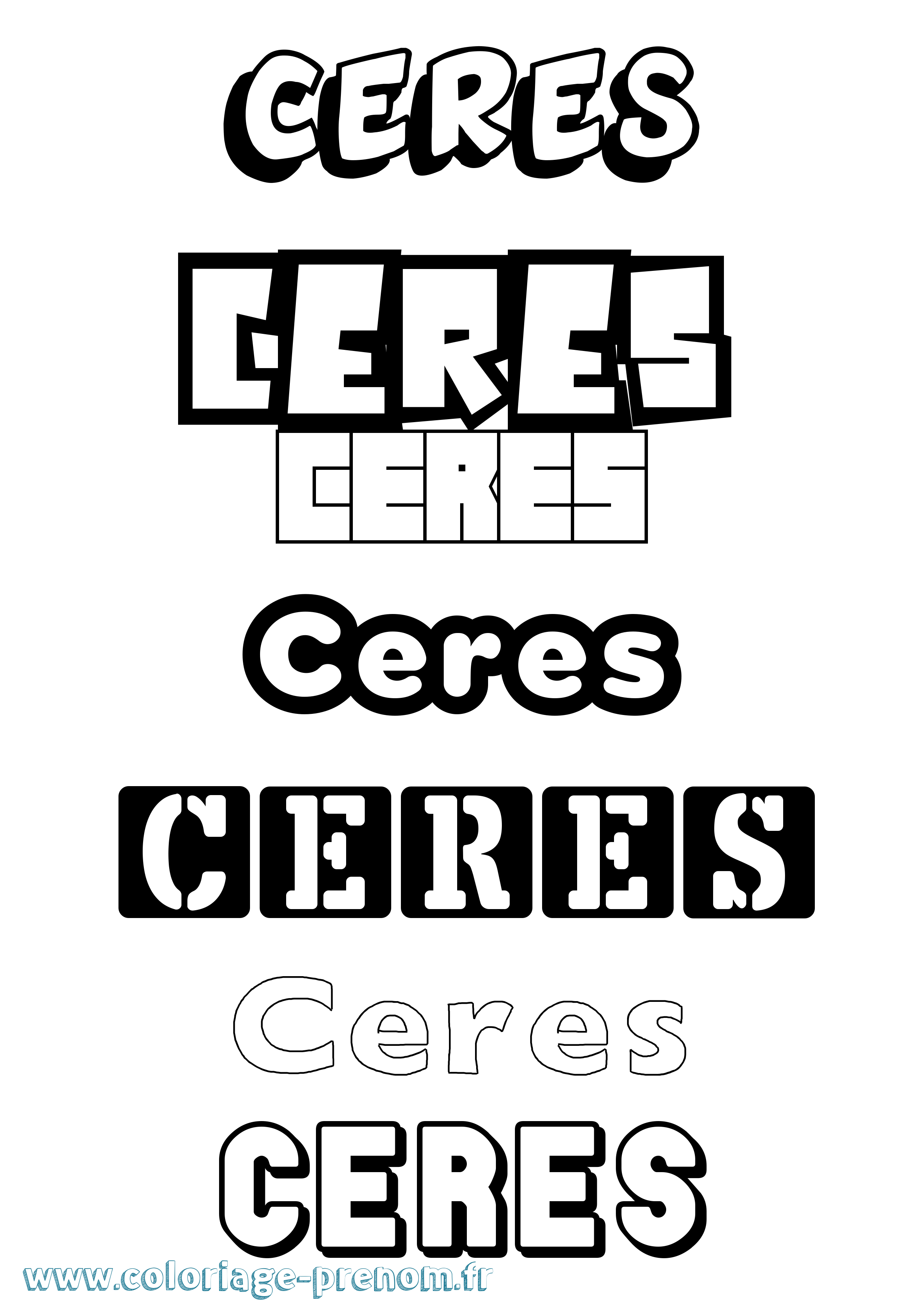Coloriage prénom Ceres Simple