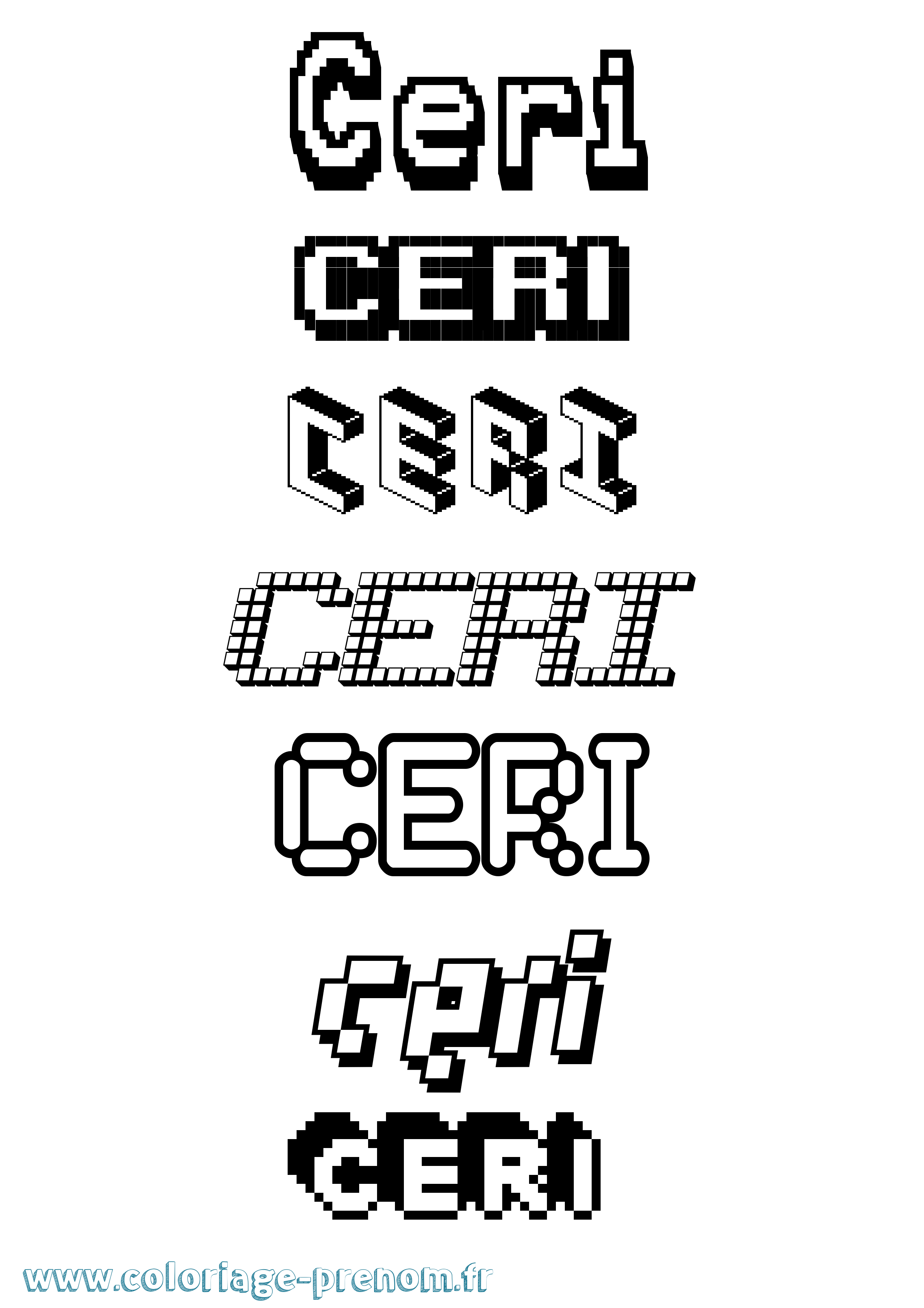 Coloriage prénom Ceri Pixel