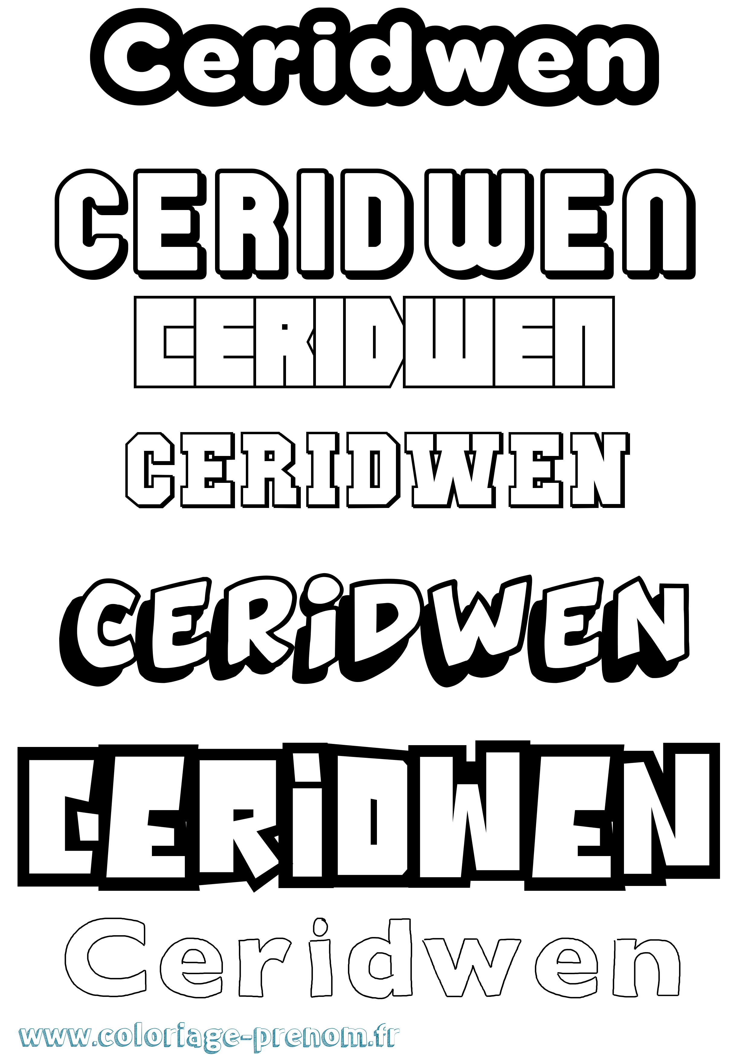 Coloriage prénom Ceridwen Simple