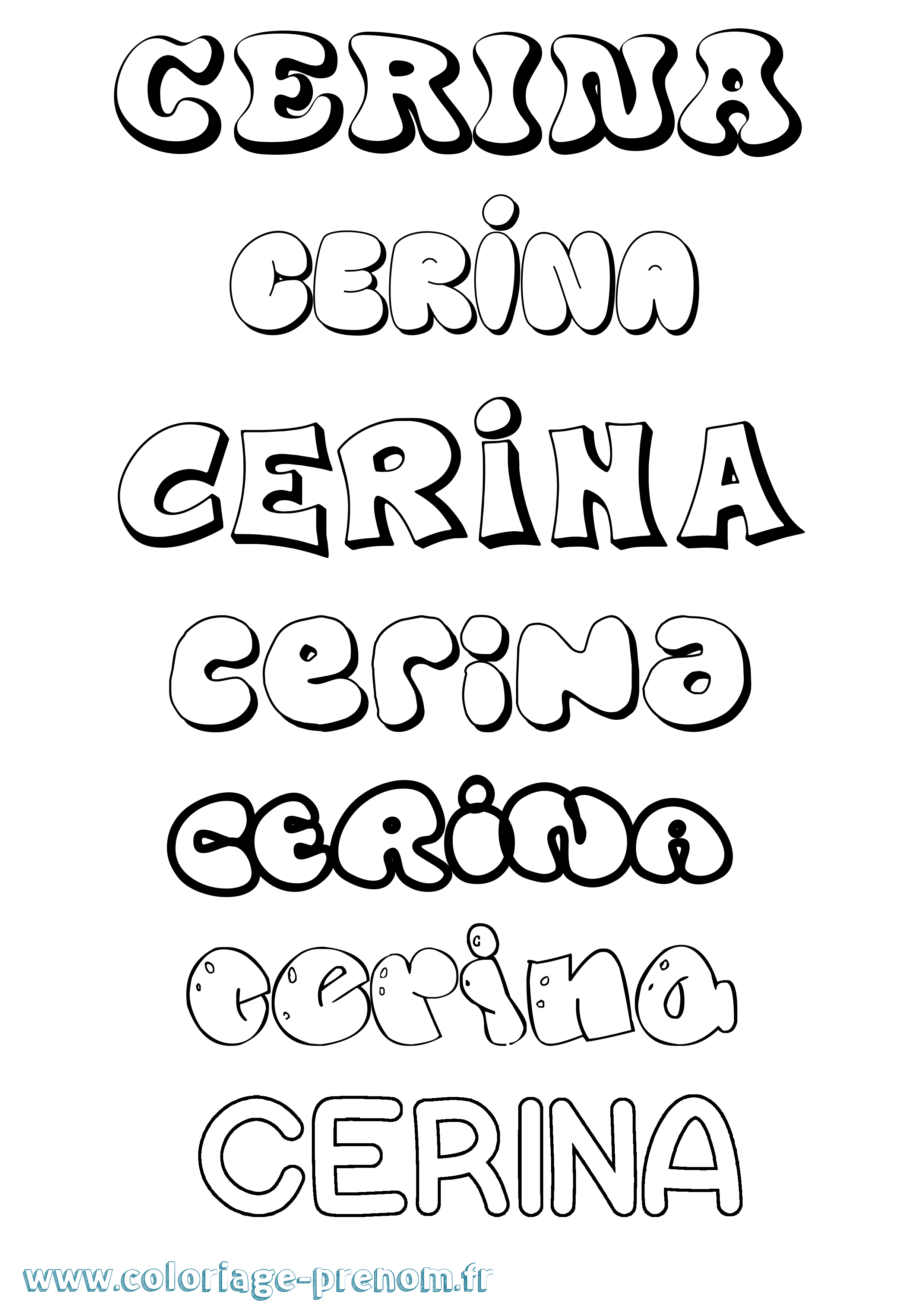 Coloriage prénom Cerina Bubble