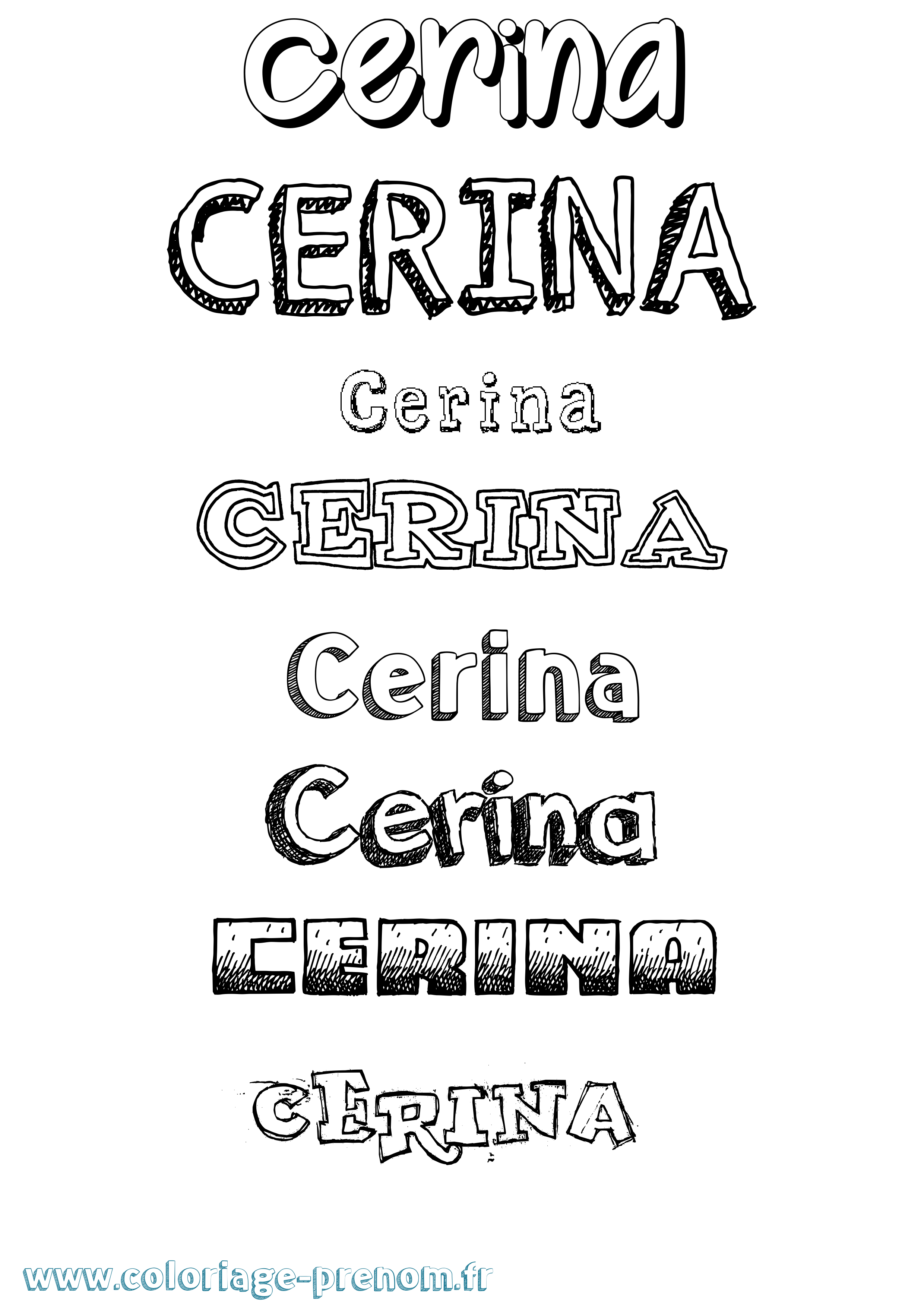 Coloriage prénom Cerina Dessiné