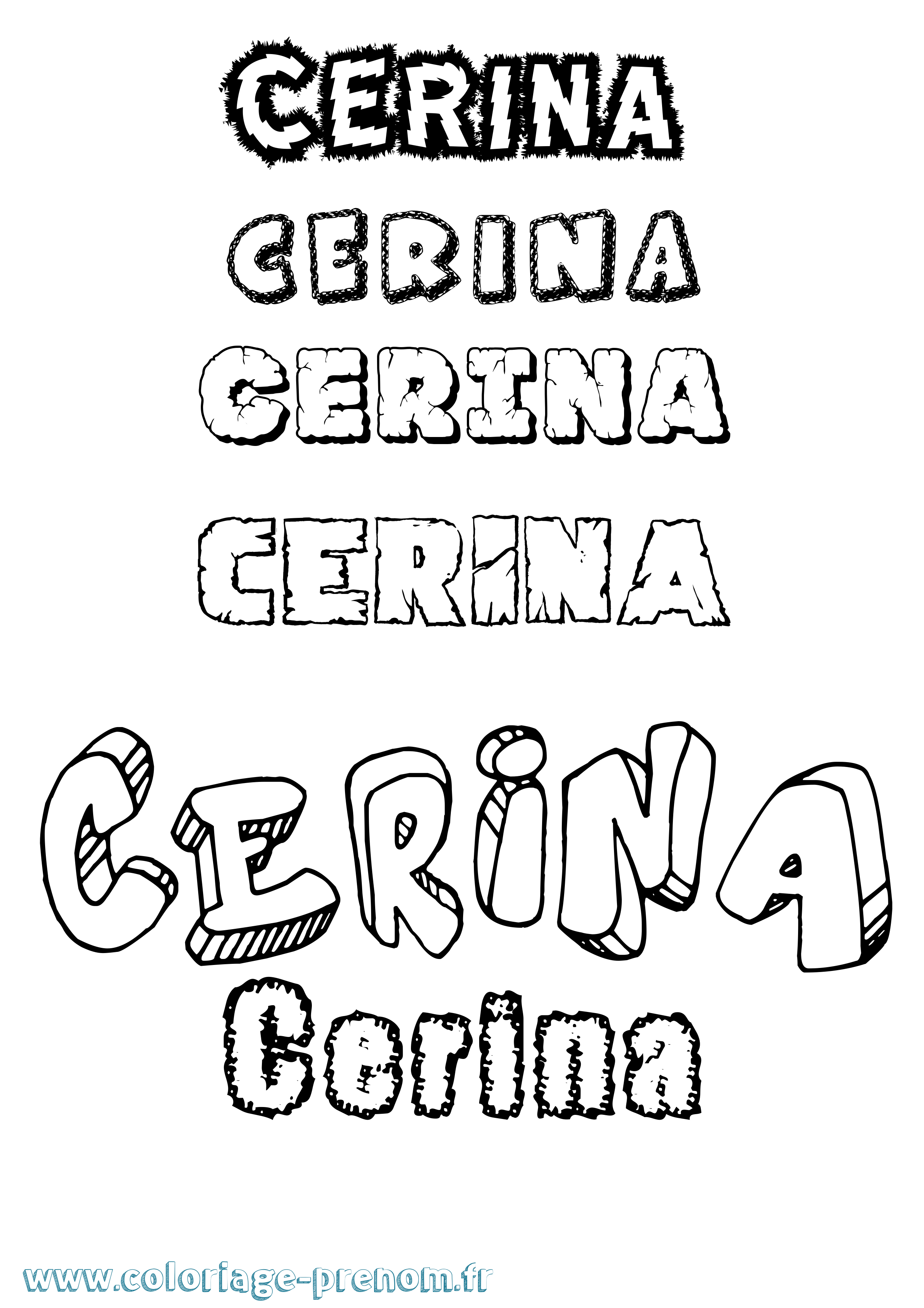 Coloriage Cerina Destructuré Coloriage prénom Cerina Destructuré